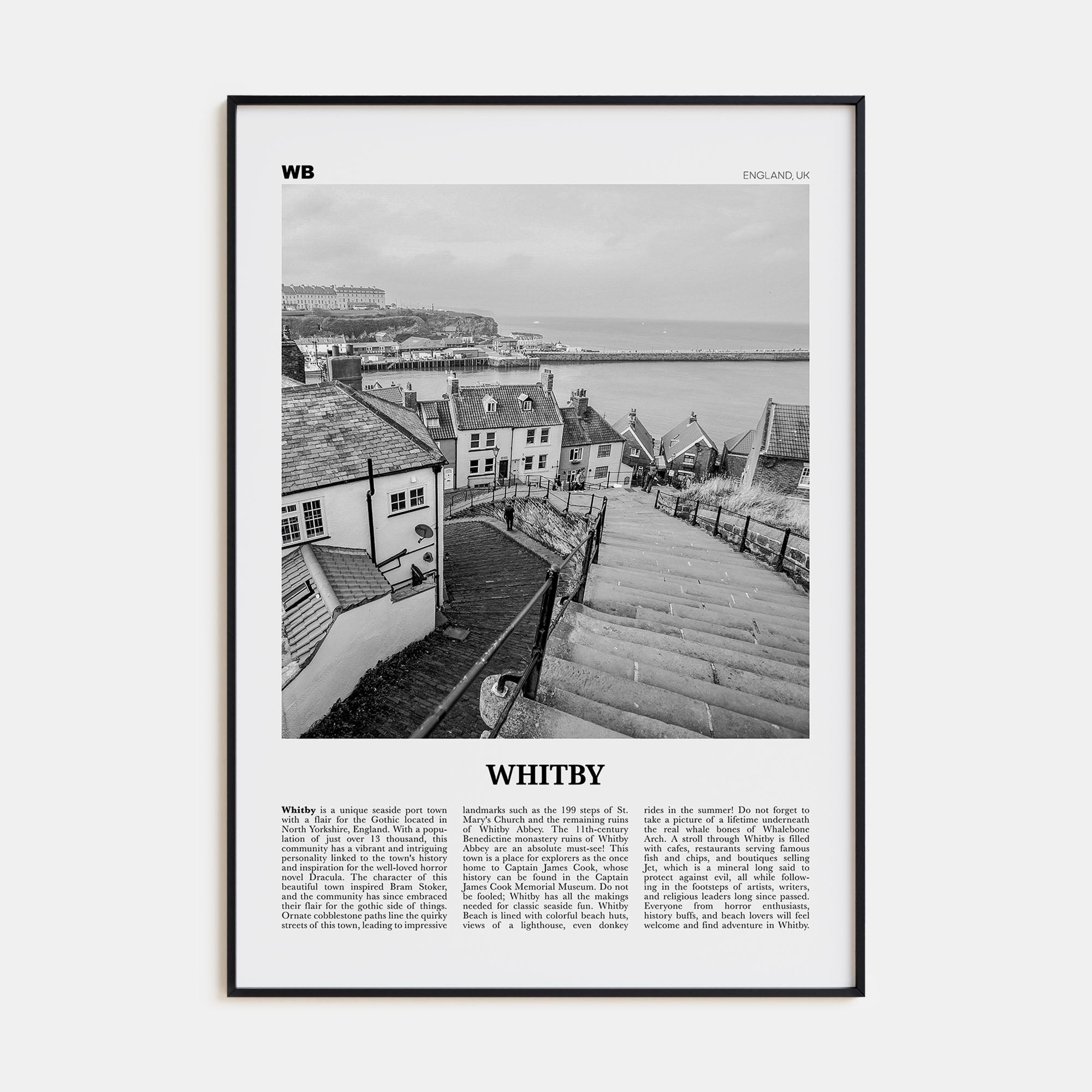 Whitby Travel B&W Poster