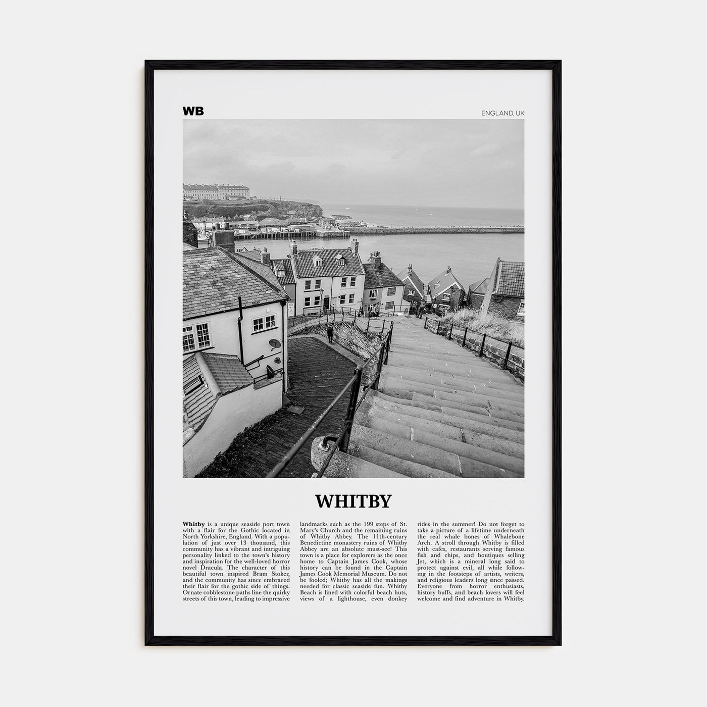Whitby Travel B&W Poster