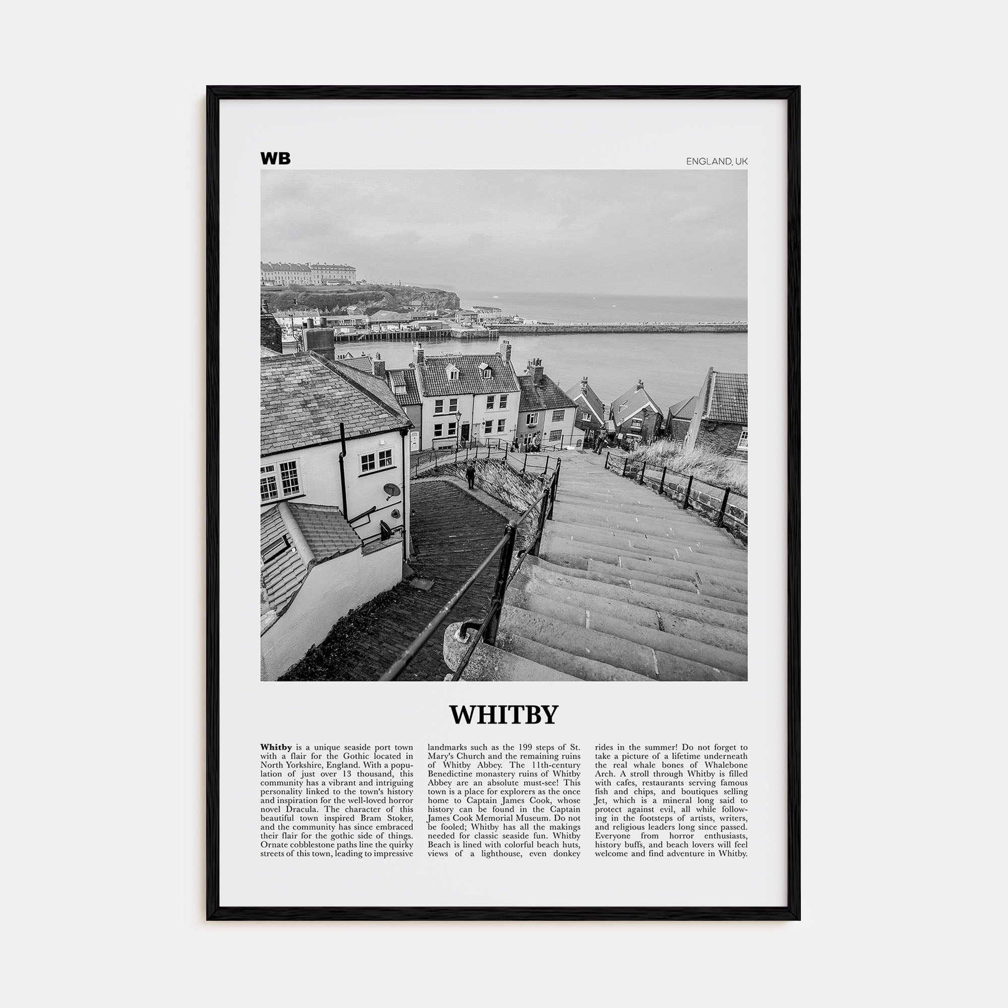 Whitby Travel B&W Poster