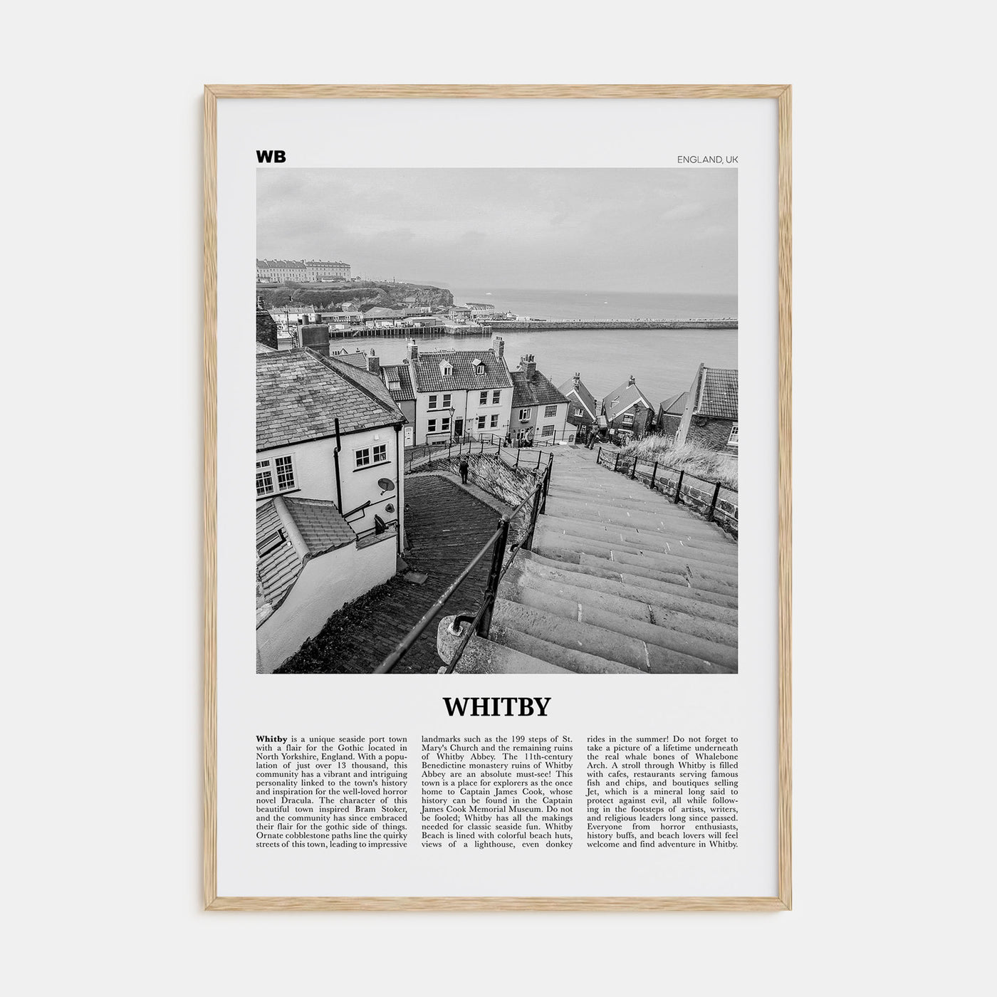 Whitby Travel B&W Poster