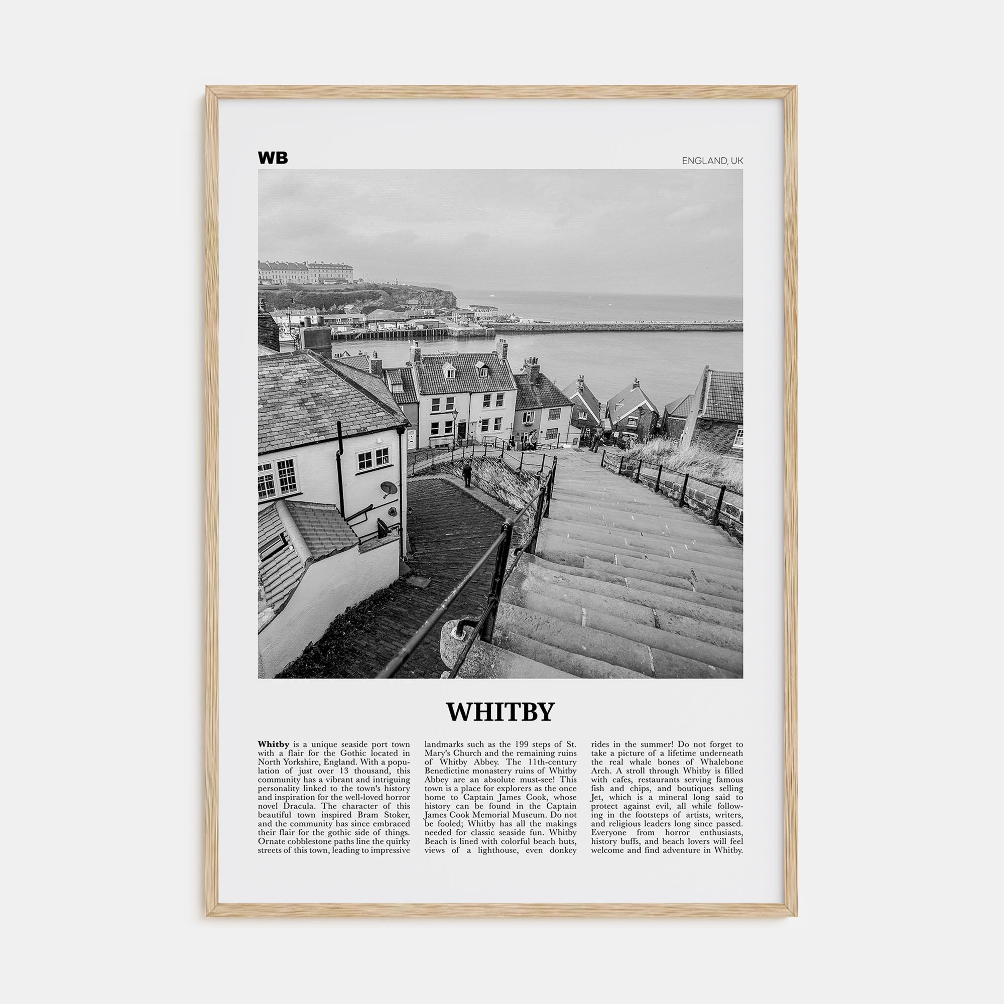 Whitby Travel B&W Poster