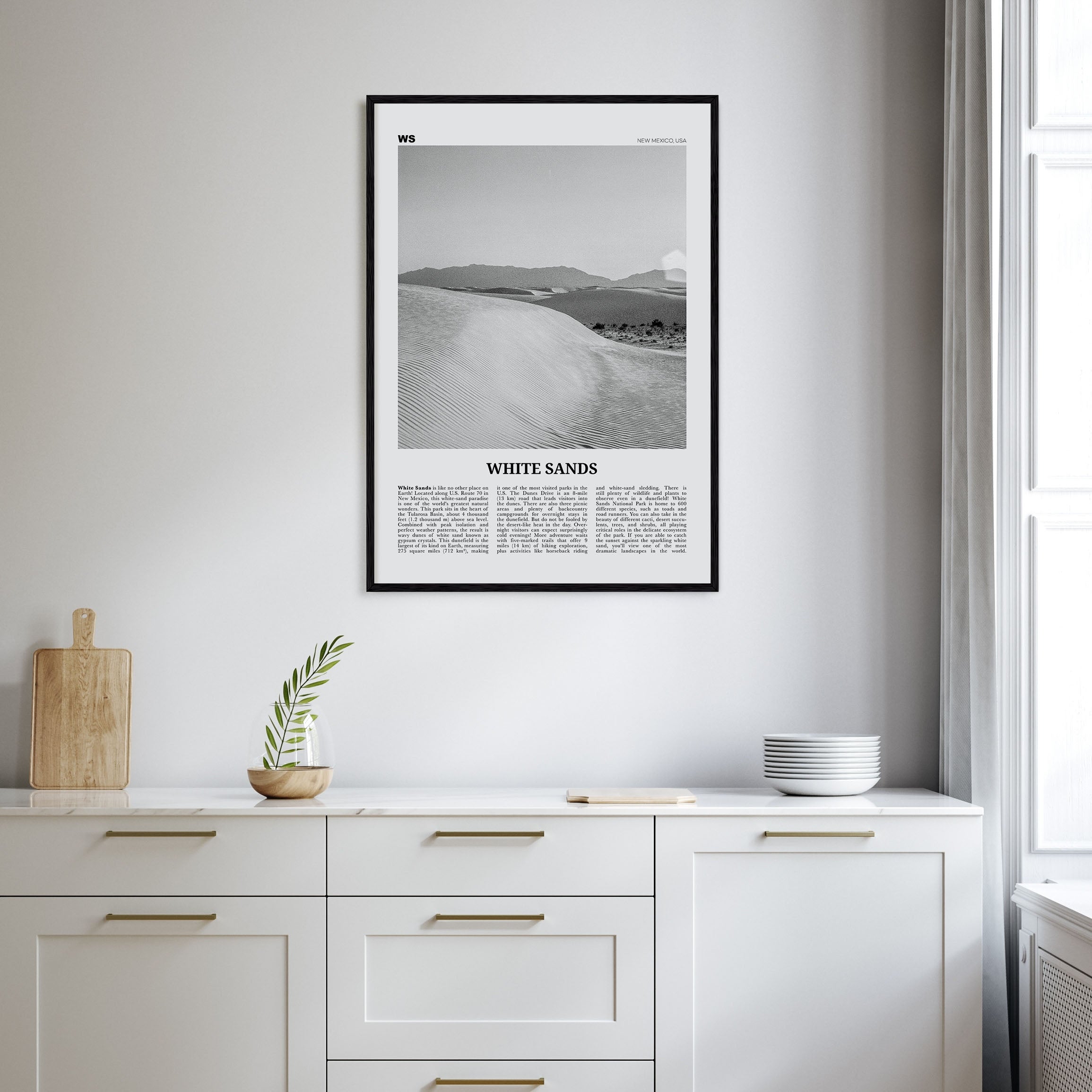 White Sands National Park Travel B&W Poster