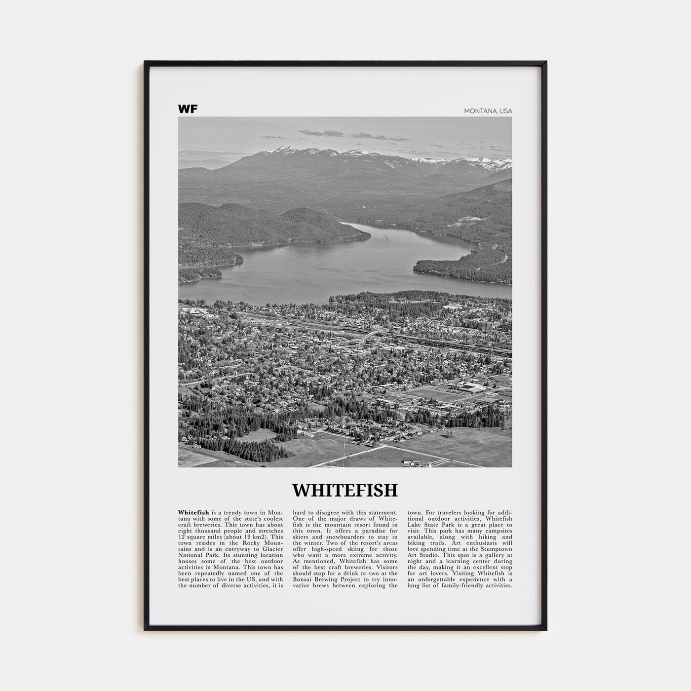 Whitefish Travel B&W Poster