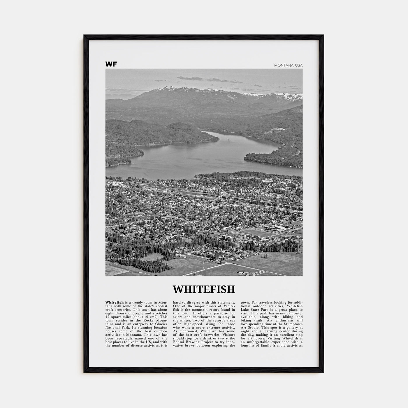 Whitefish Travel B&W Poster