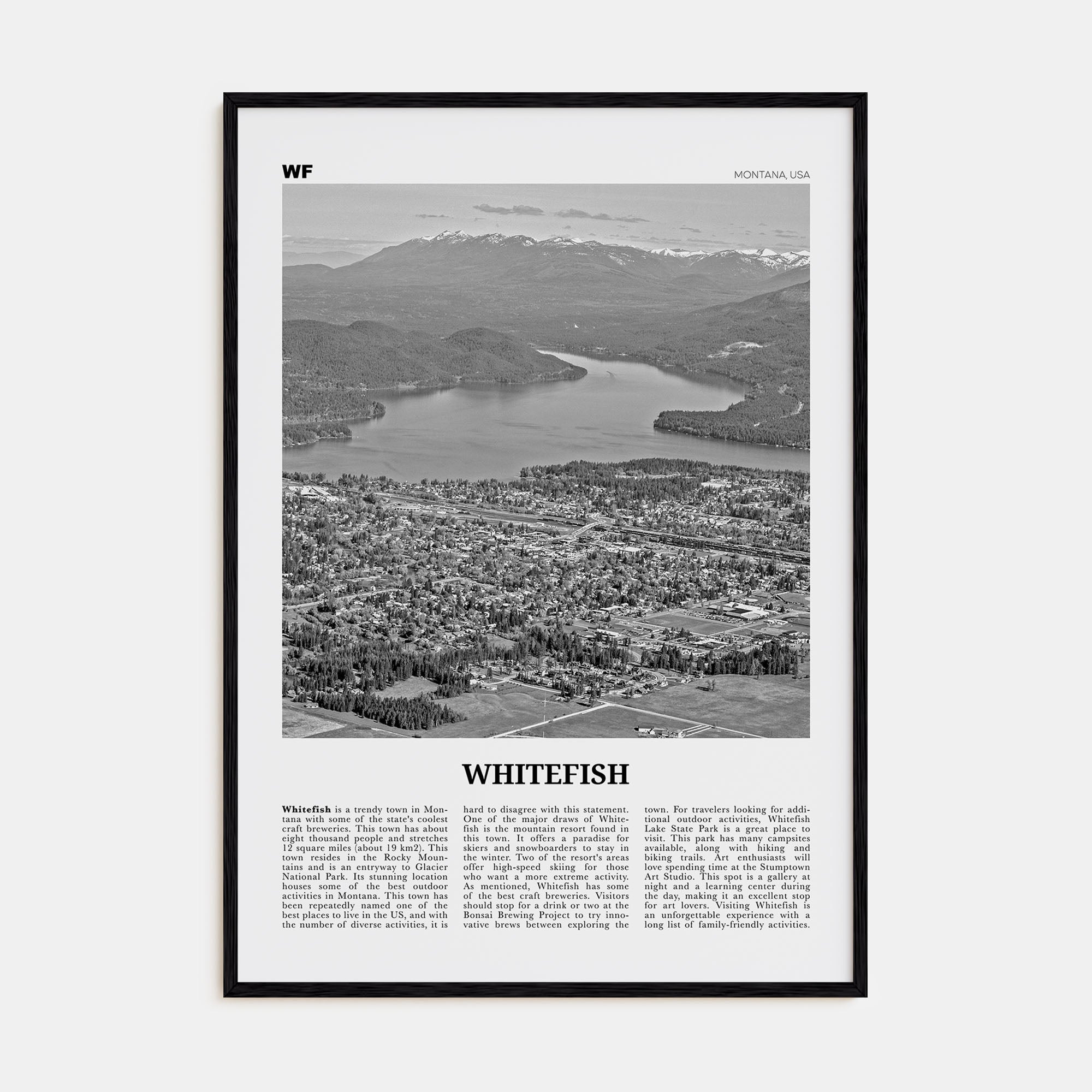 Whitefish Travel B&W Poster