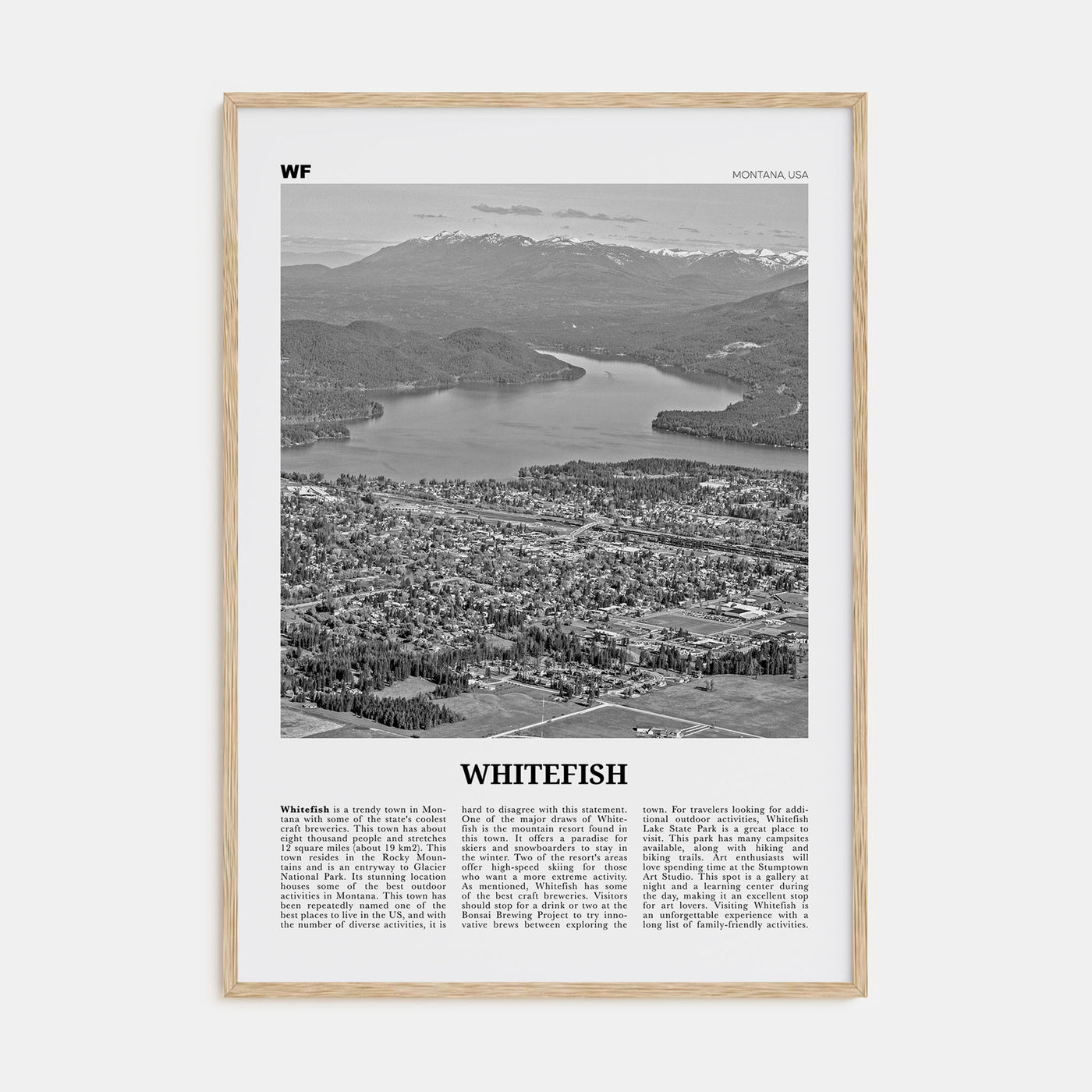 Whitefish Travel B&W Poster
