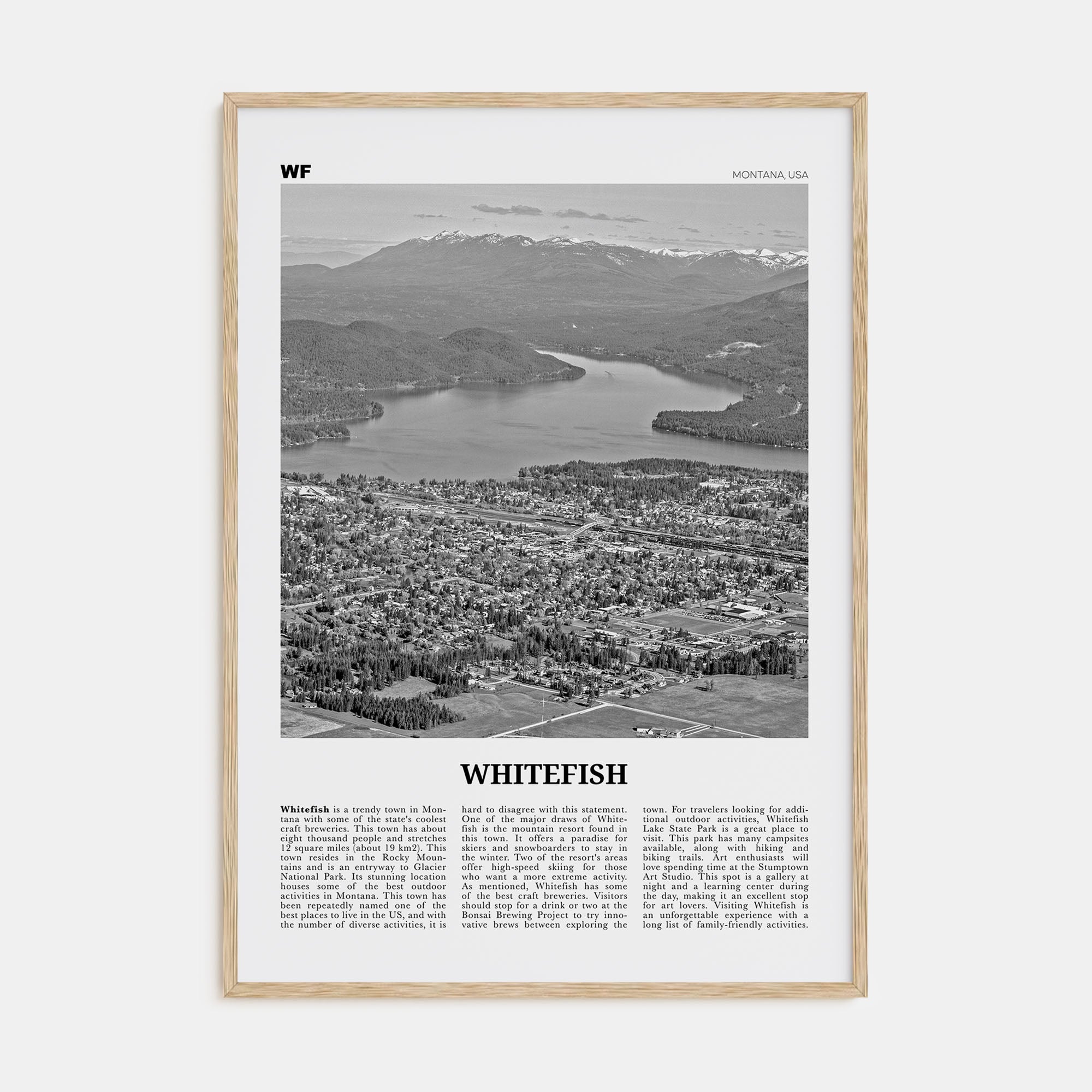 Whitefish Travel B&W Poster