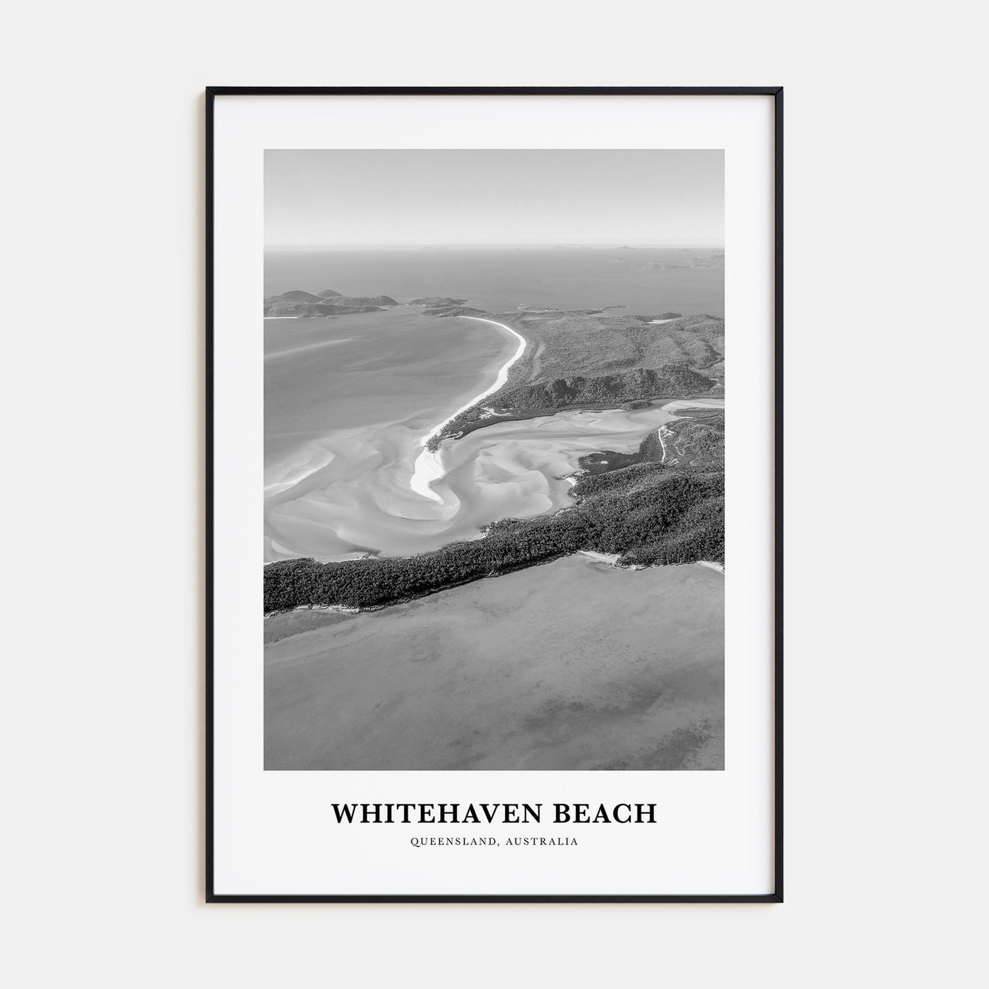 Whitehaven Beach Portrait B&W Poster