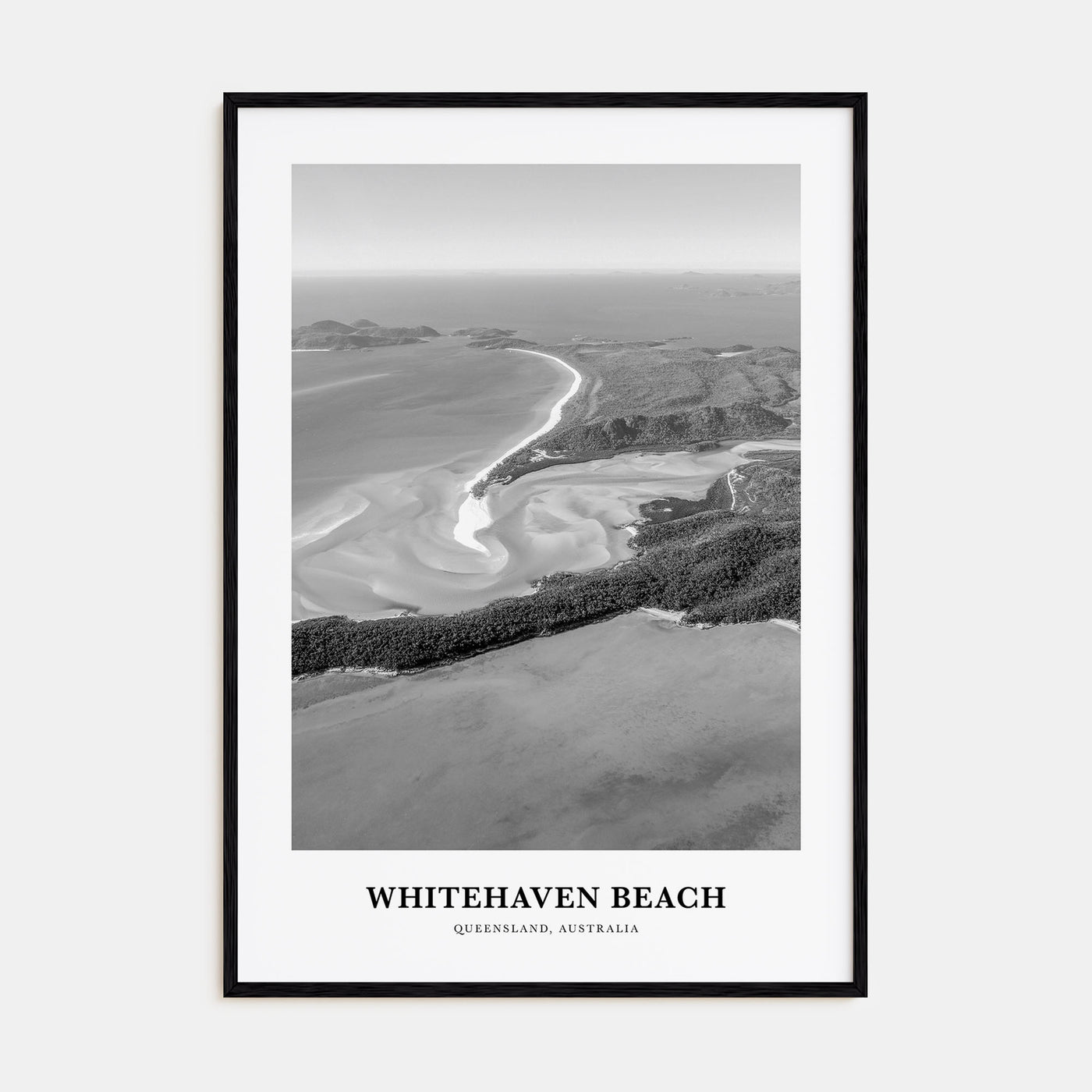 Whitehaven Beach Portrait B&W Poster