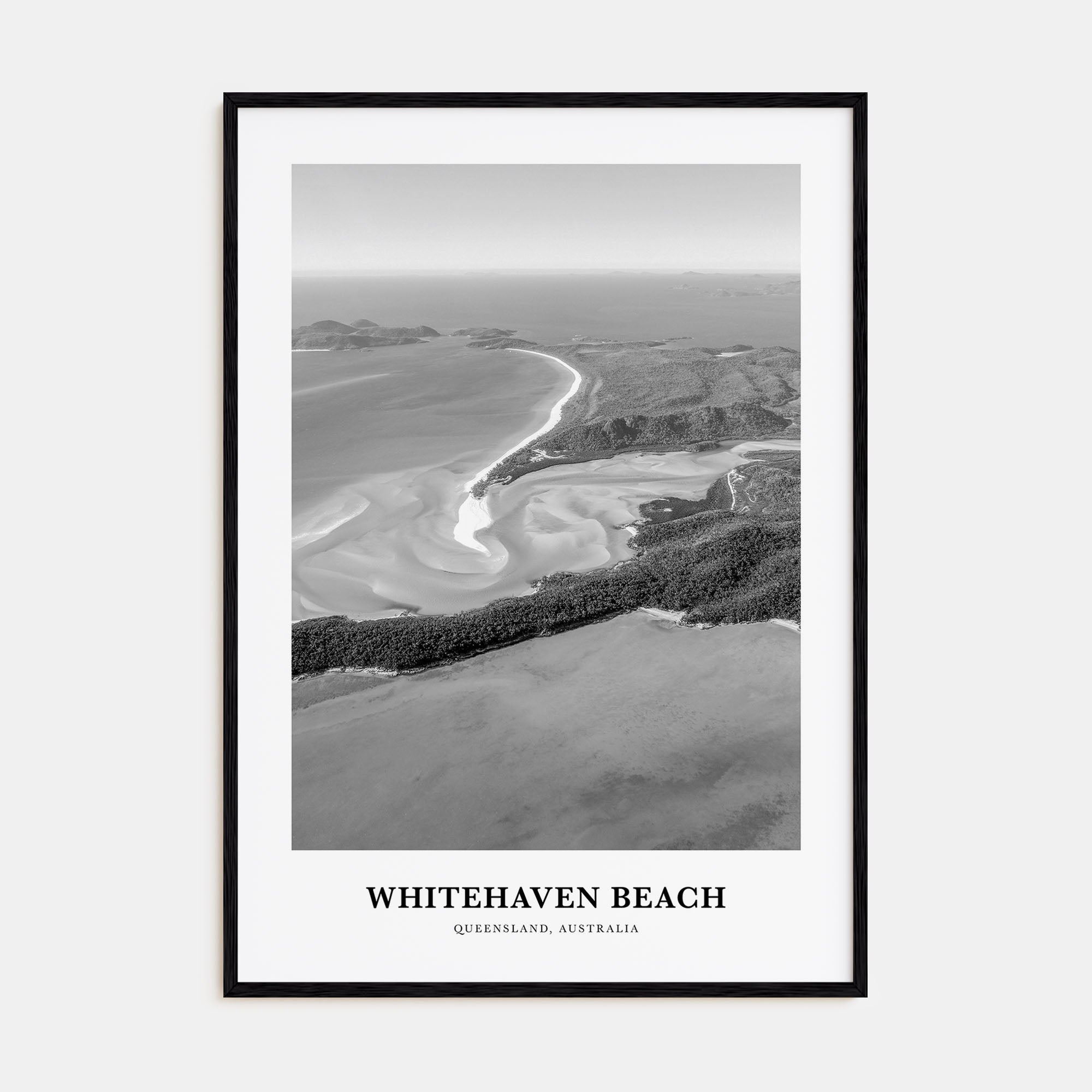 Whitehaven Beach Portrait B&W Poster
