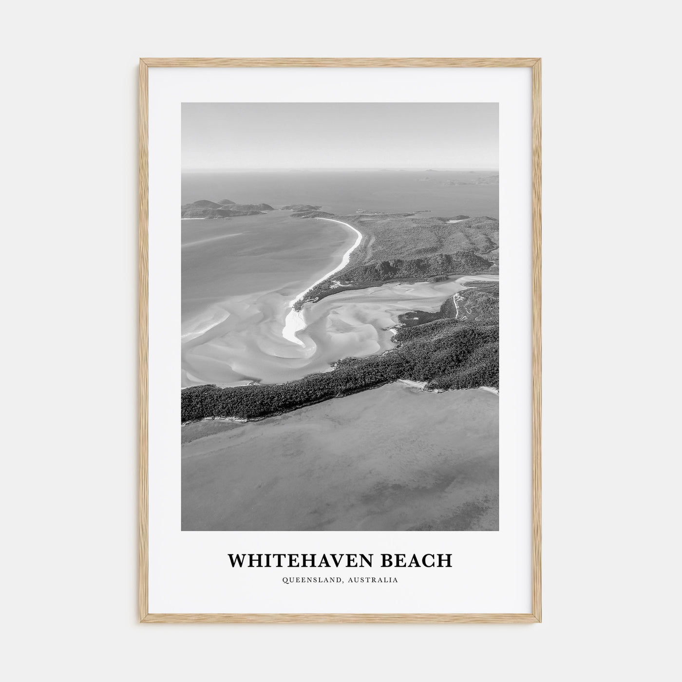 Whitehaven Beach Portrait B&W Poster