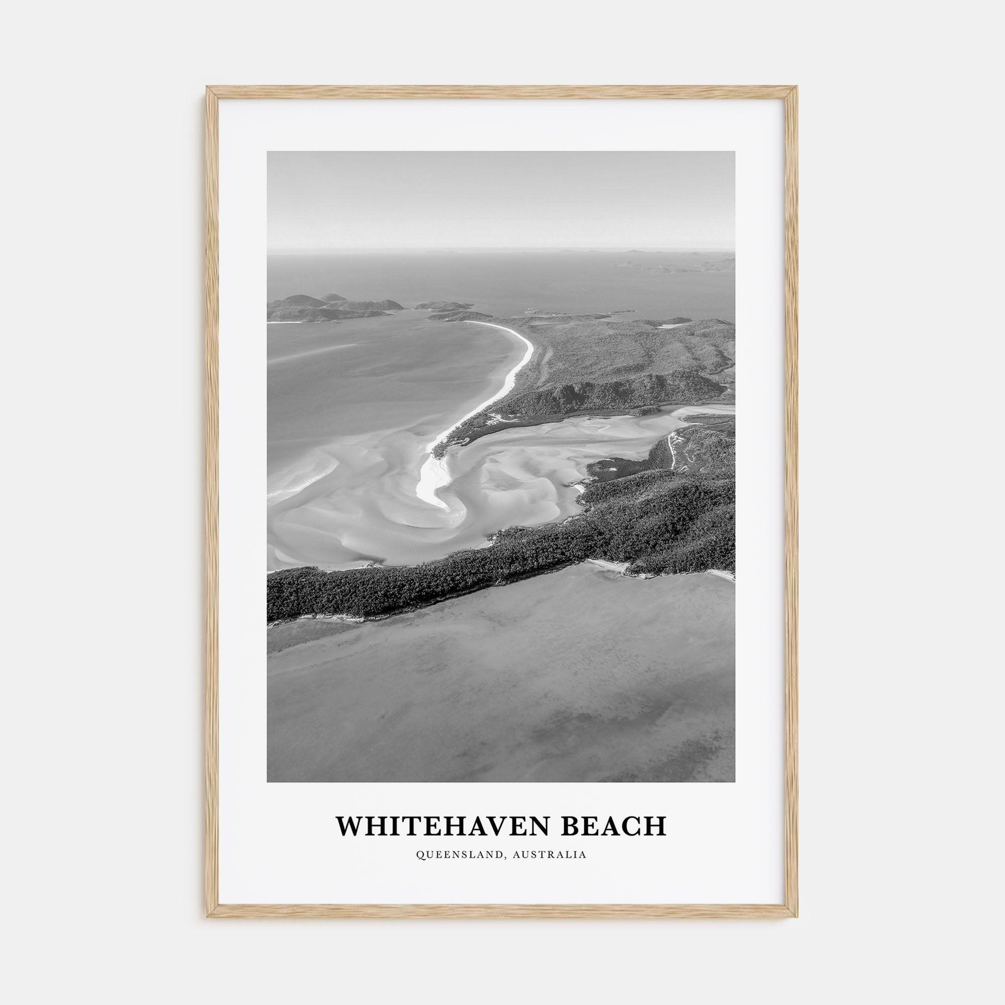 Whitehaven Beach Portrait B&W Poster