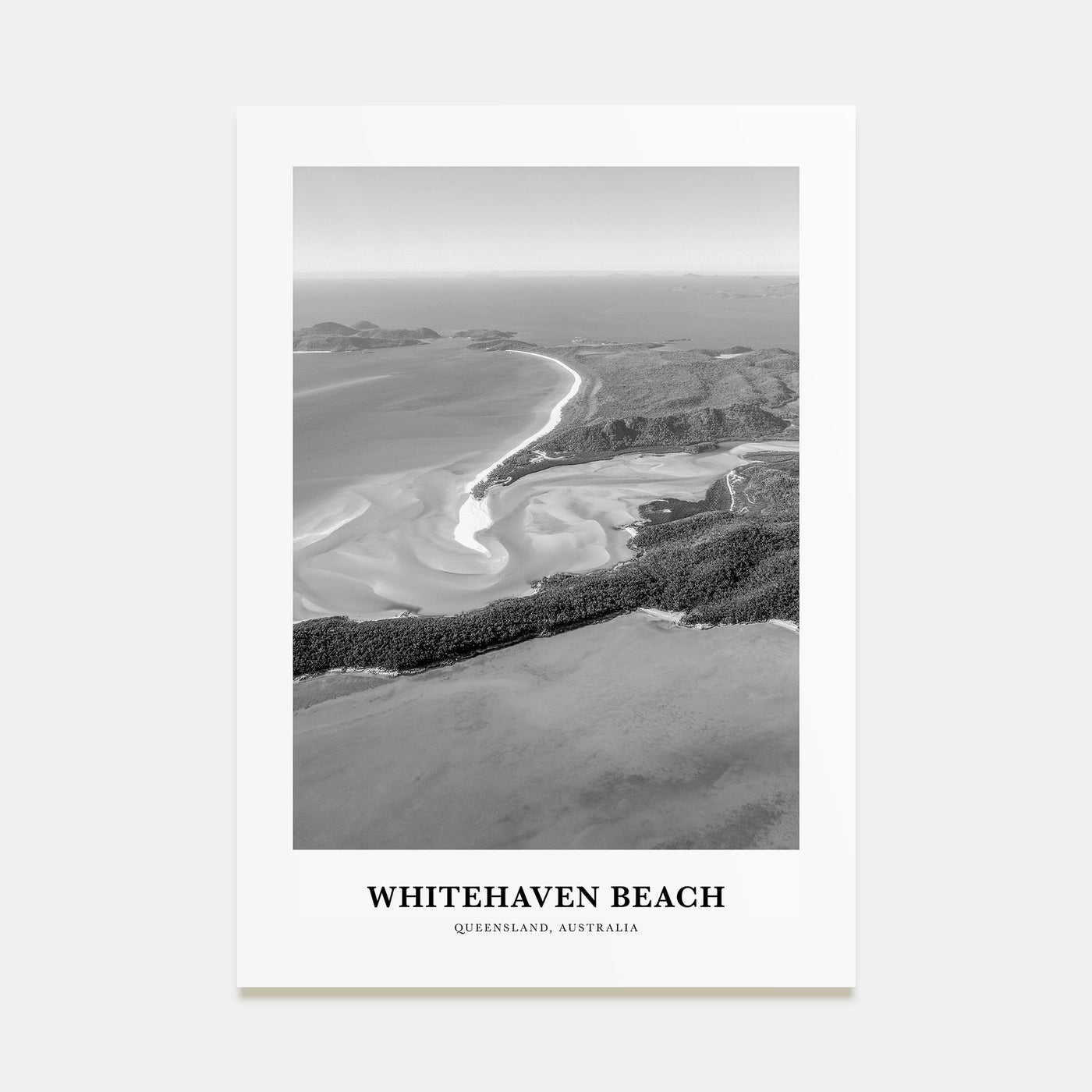 Whitehaven Beach Portrait B&W Poster