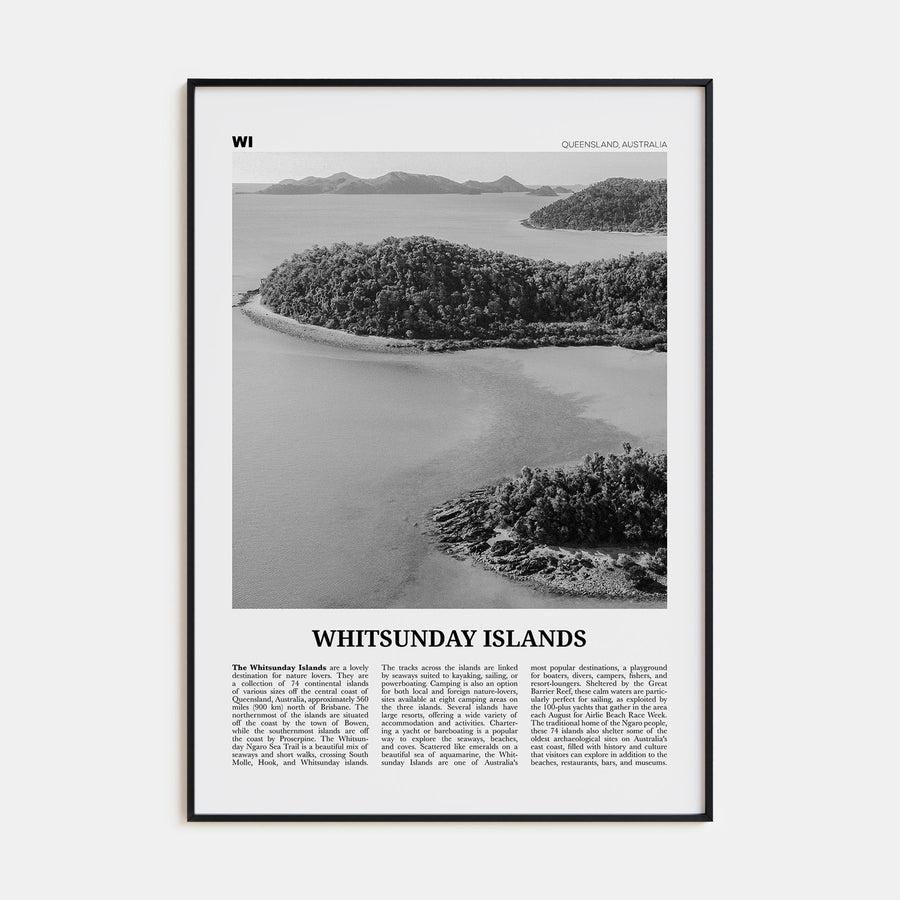 Whitsunday Islands Travel B&W Poster