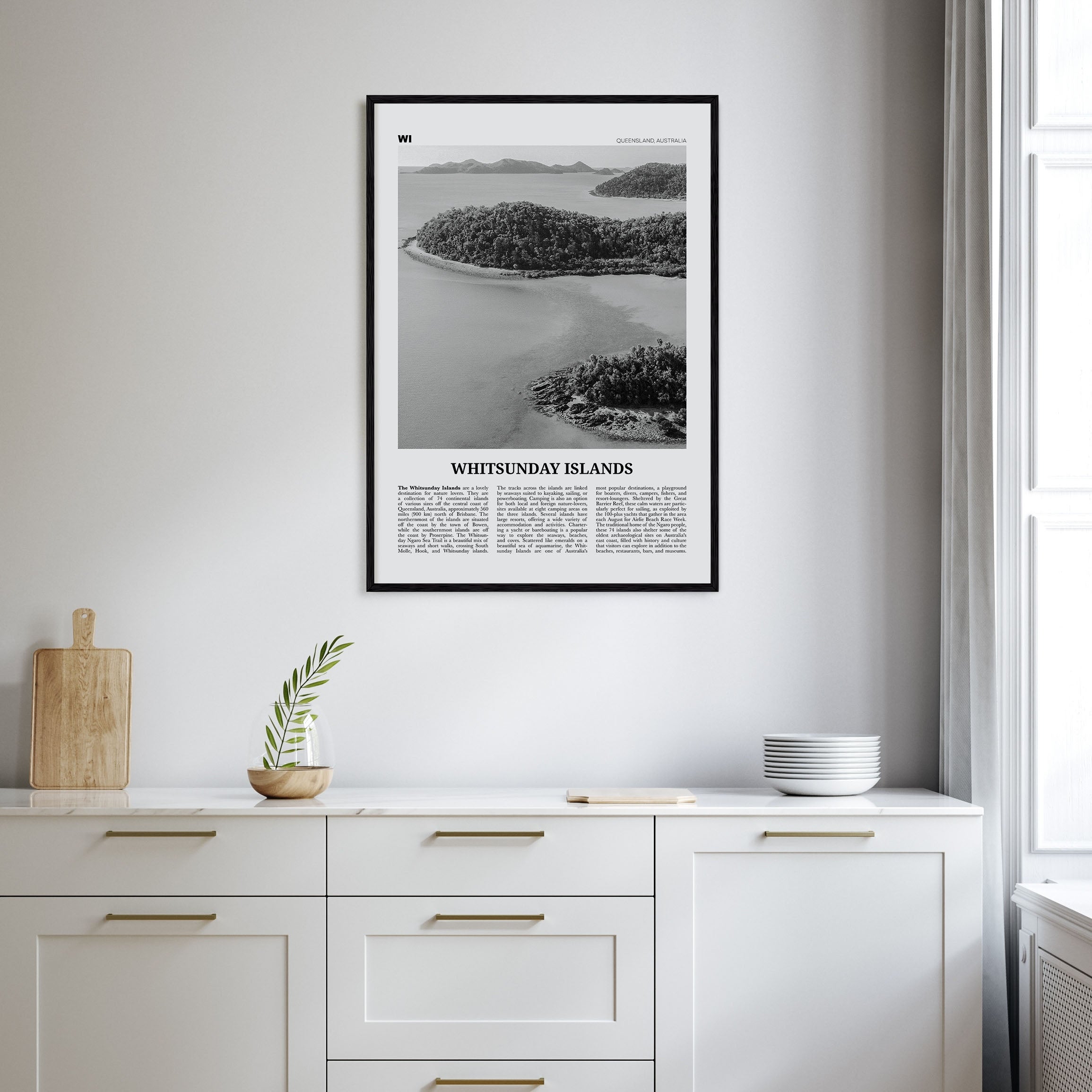 Whitsunday Islands Travel B&W Poster
