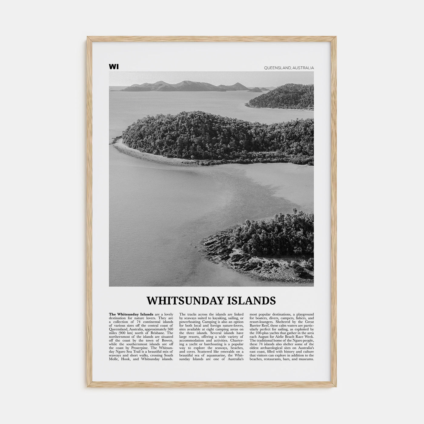 Whitsunday Islands Travel B&W Poster