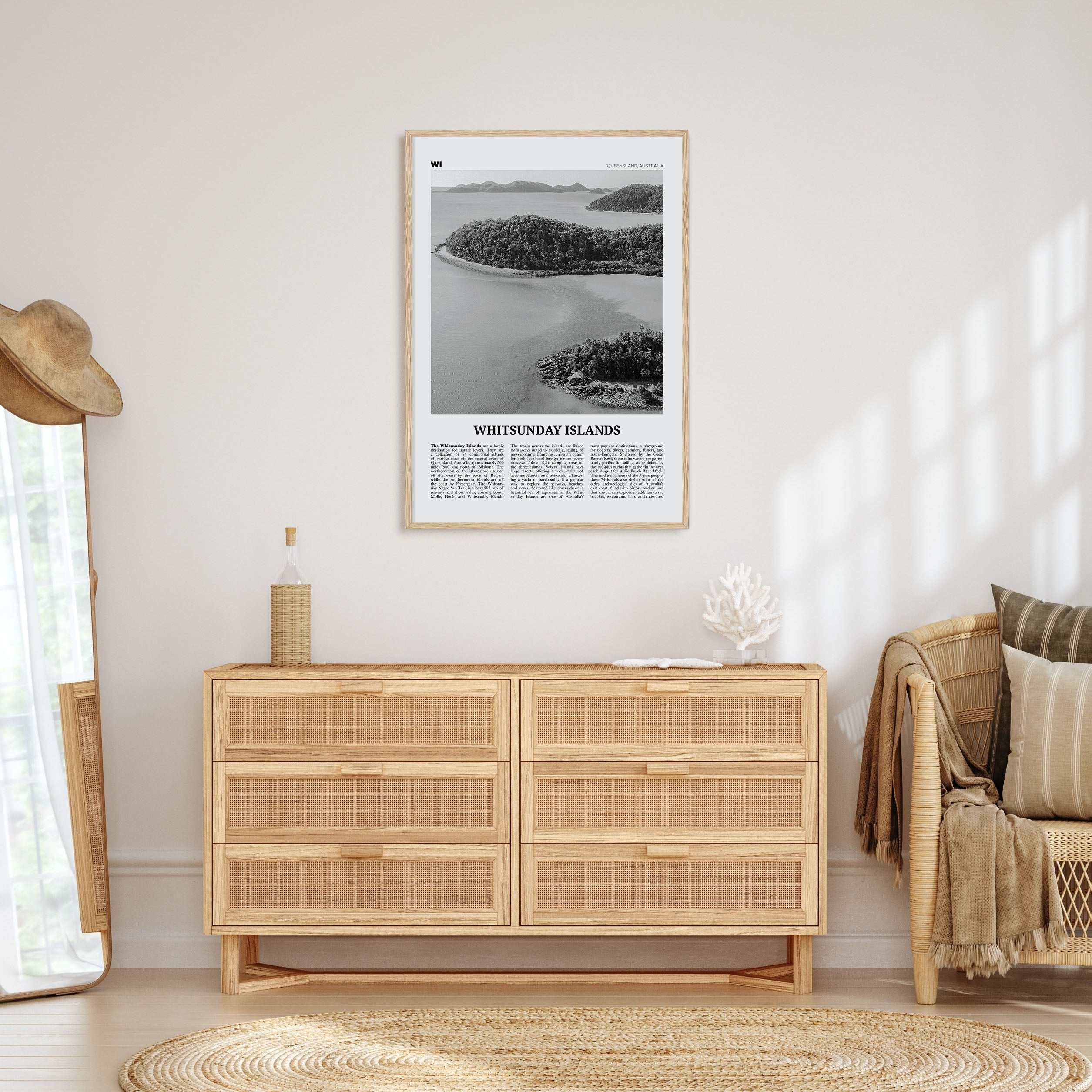 Whitsunday Islands Travel B&W Poster