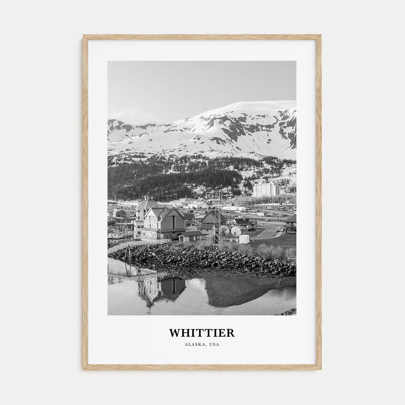 Whittier, Alaska Portrait B&W Poster