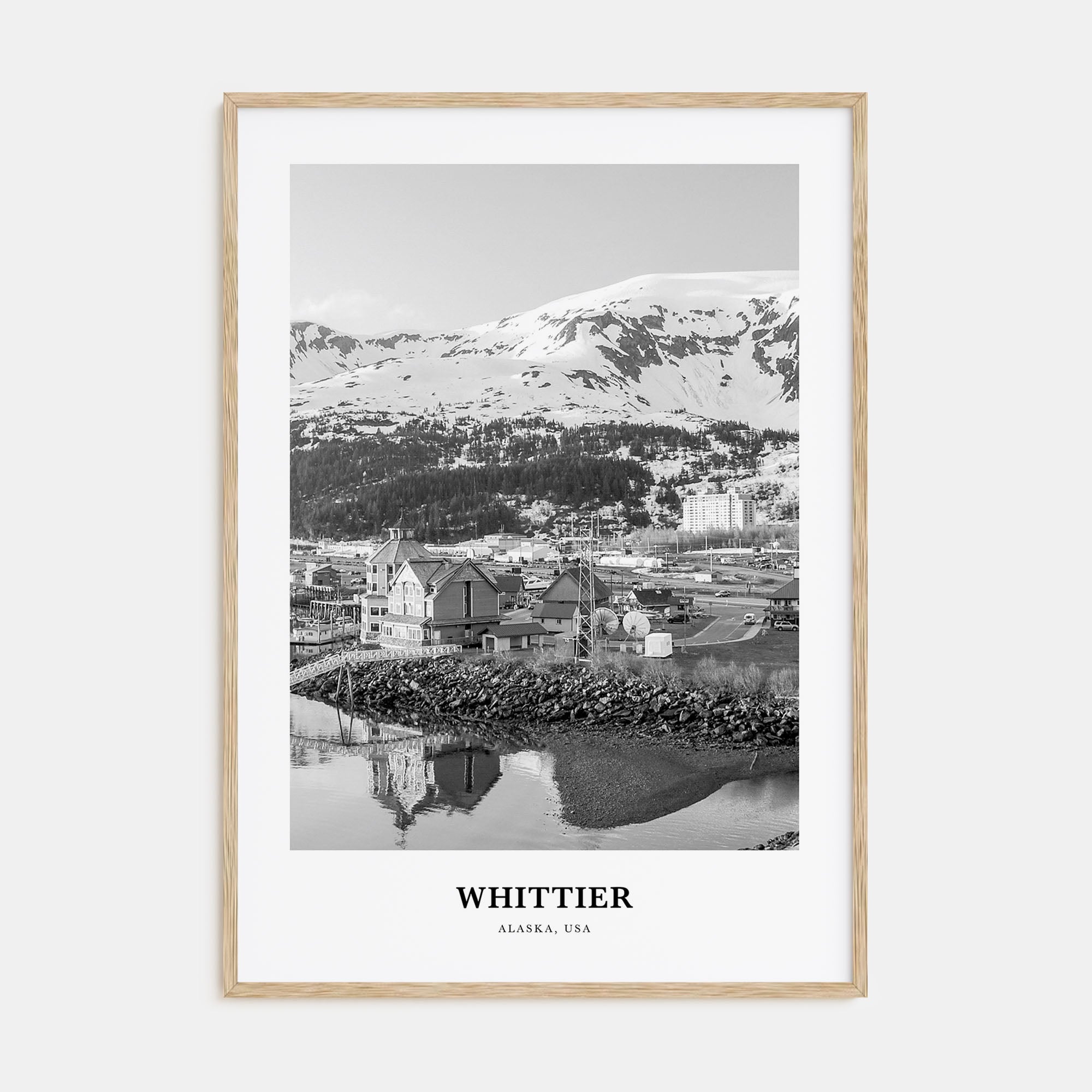Whittier, Alaska Portrait B&W Poster