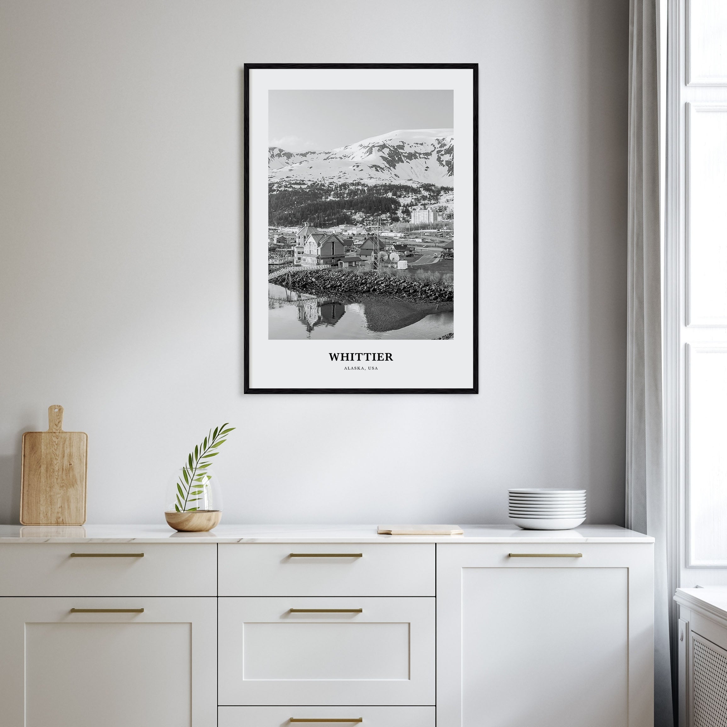 Whittier, Alaska Portrait B&W Poster