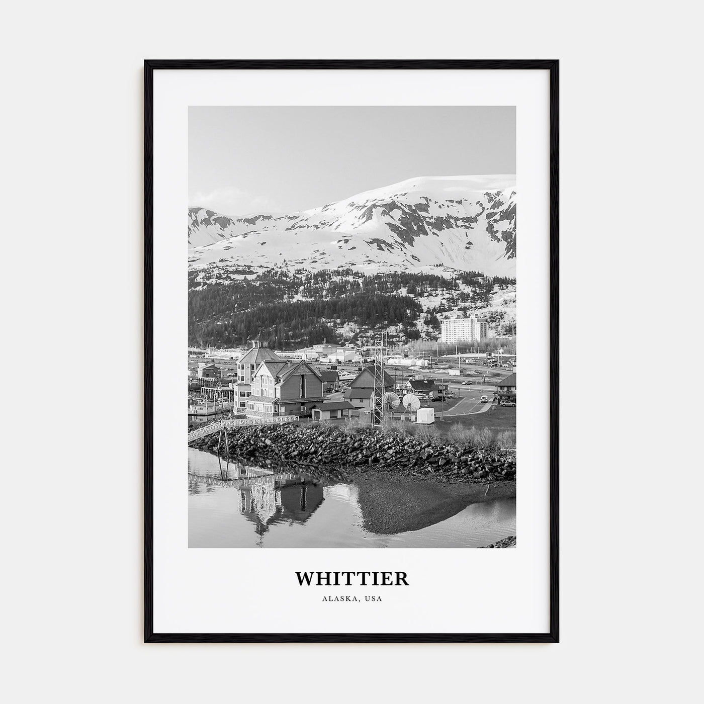 Whittier, Alaska Portrait B&W Poster