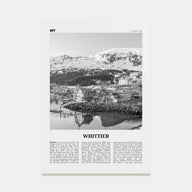 Whittier, Alaska Travel B&W Poster