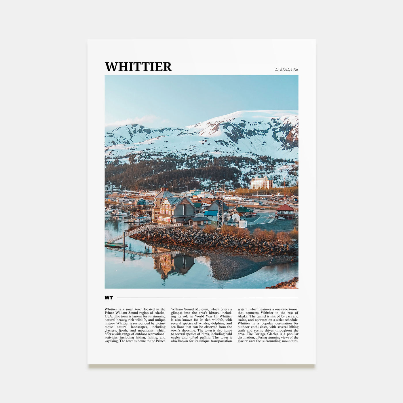 Whittier, Alaska Travel Color Poster