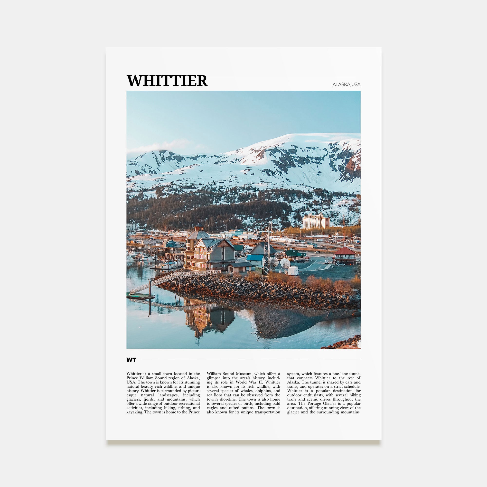 Whittier, Alaska Travel Color Poster