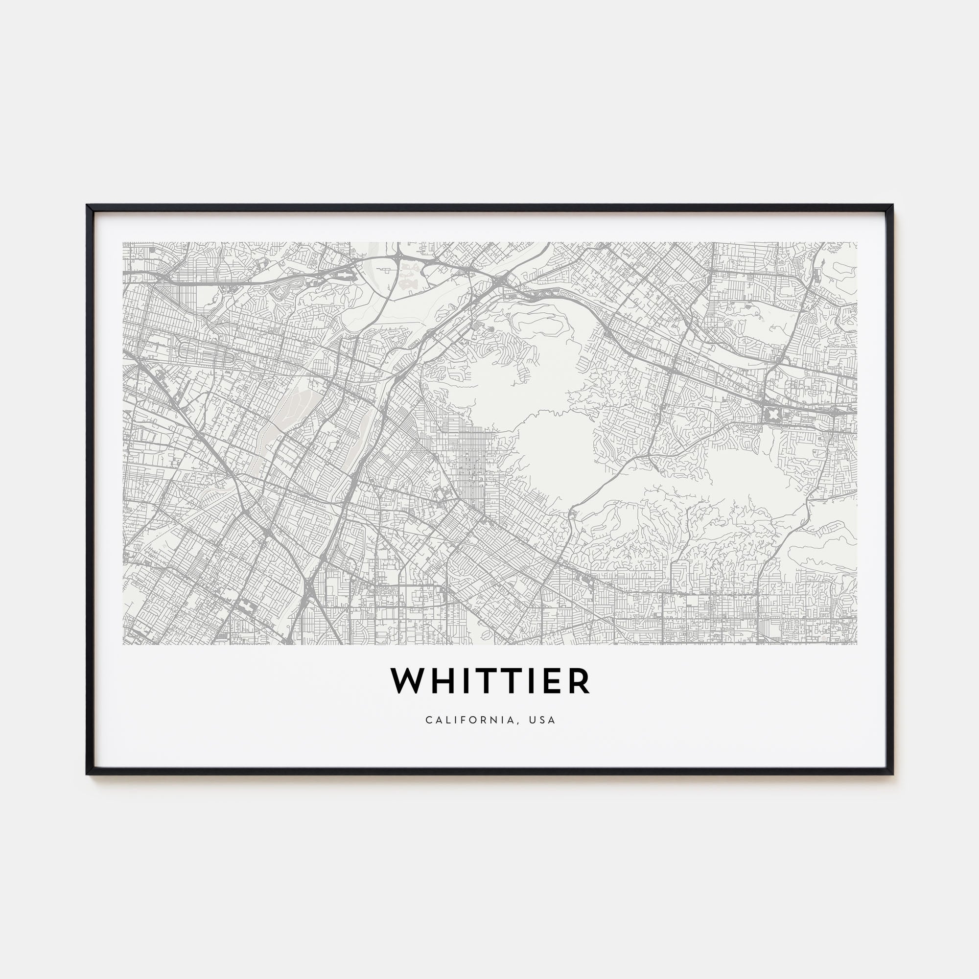 Whittier, California Map Landscape Poster
