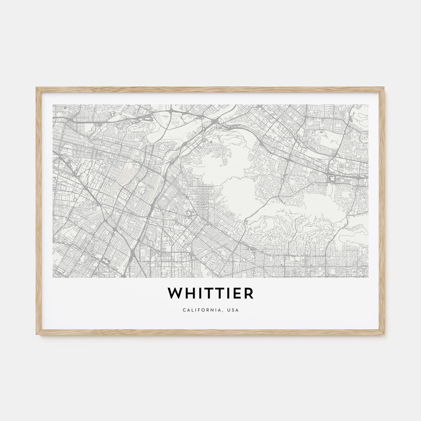 Whittier, California Map Landscape Poster