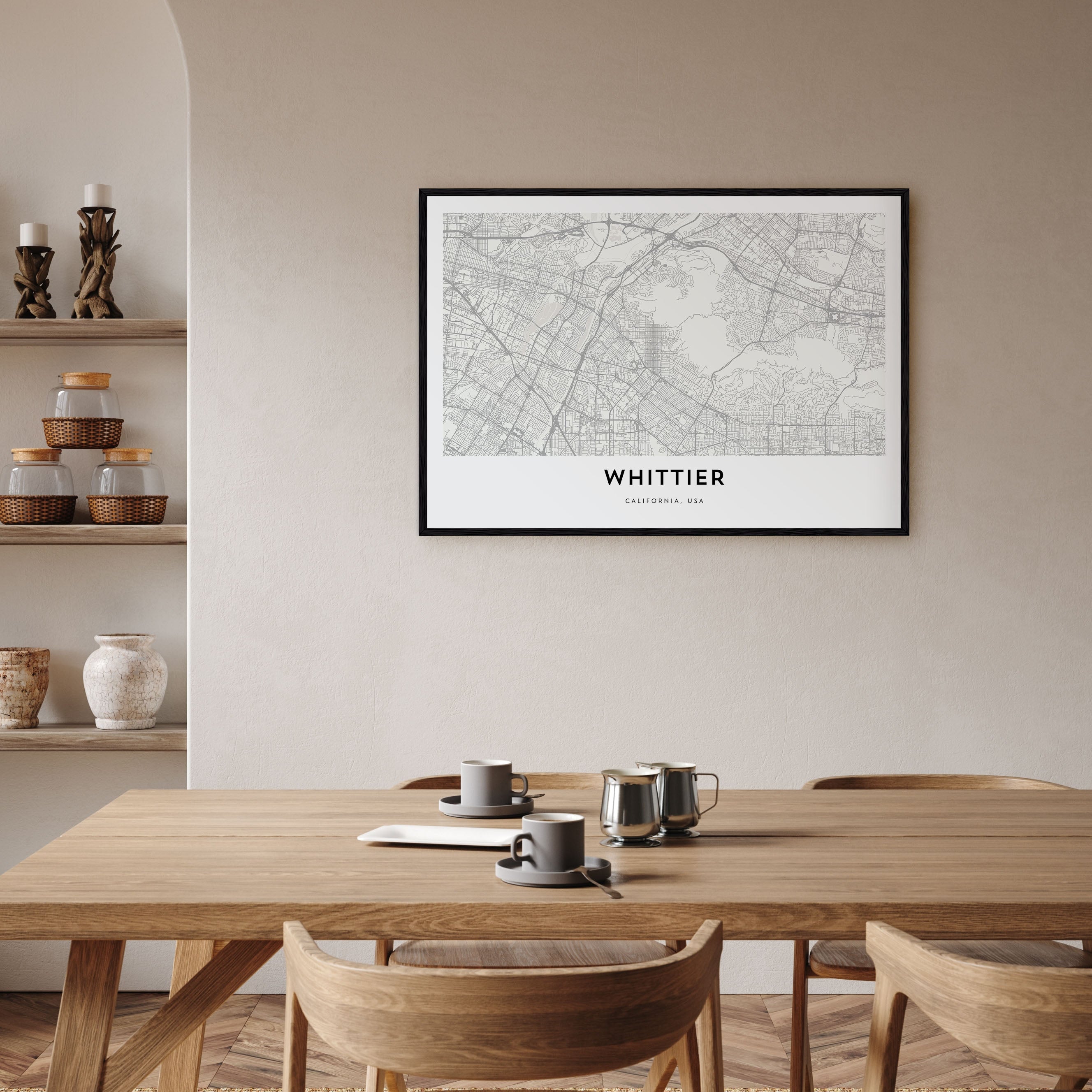 Whittier, California Map Landscape Poster