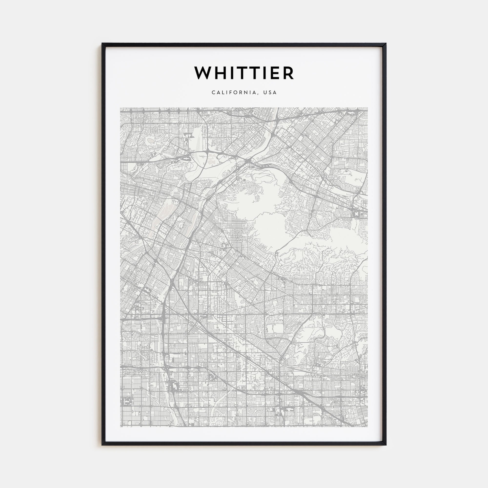 Whittier, California Map Portrait Poster