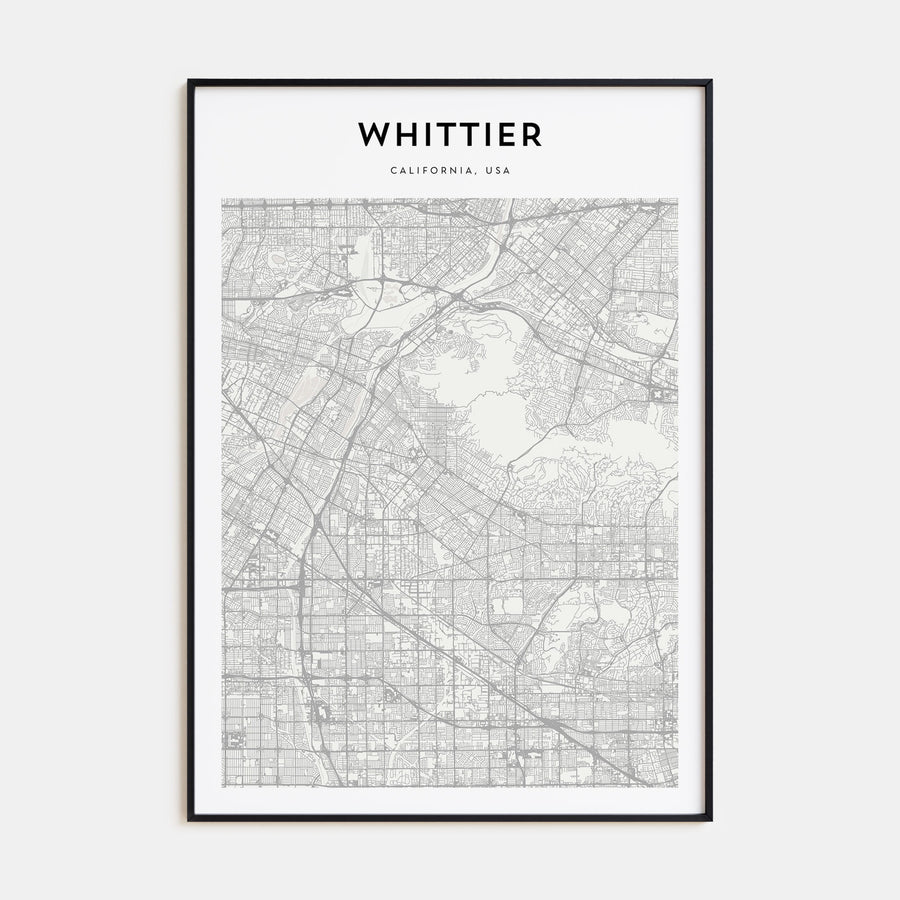 Whittier, California Map Portrait Poster
