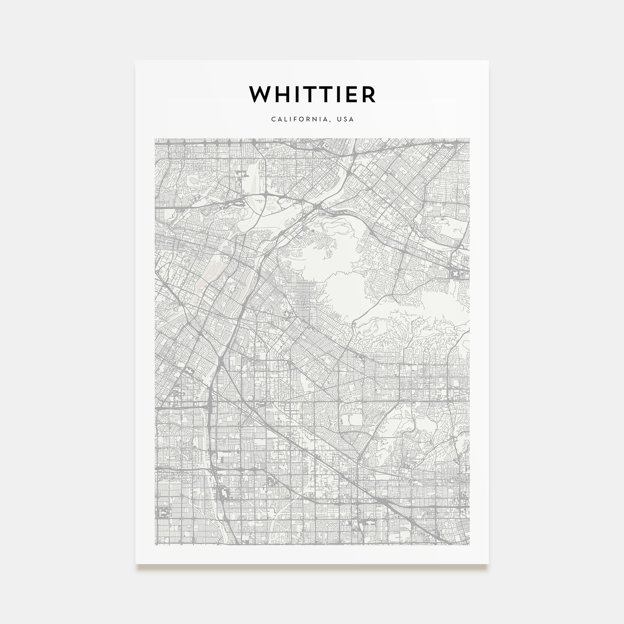 Whittier, California Map Portrait Poster
