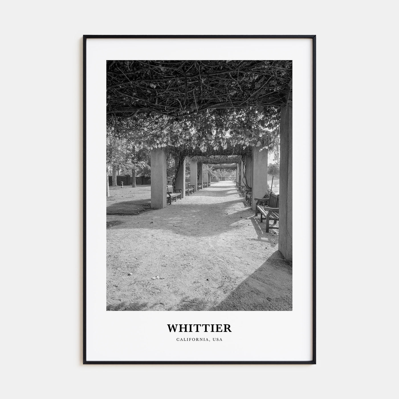 Whittier, California Portrait B&W Poster