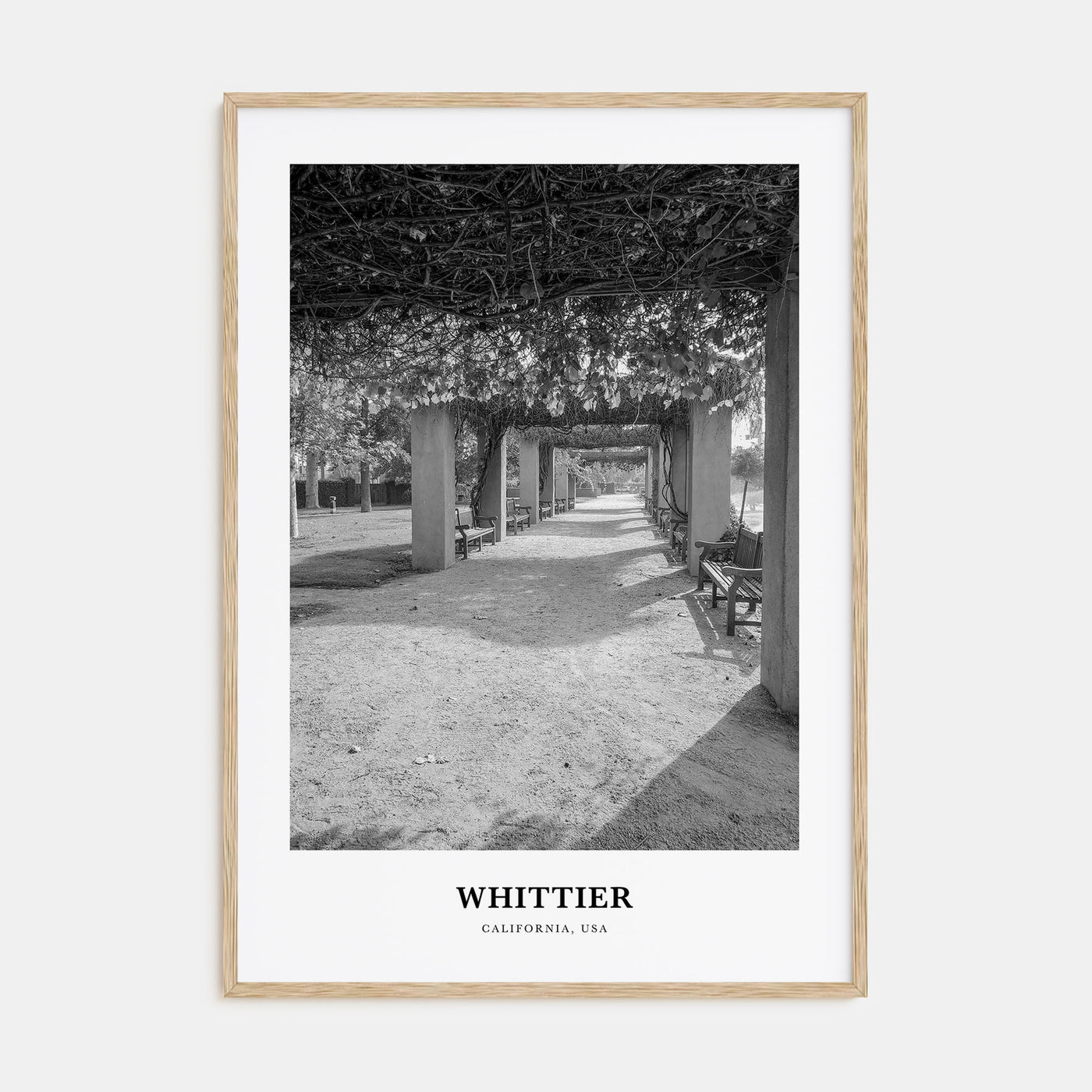 Whittier, California Portrait B&W Poster