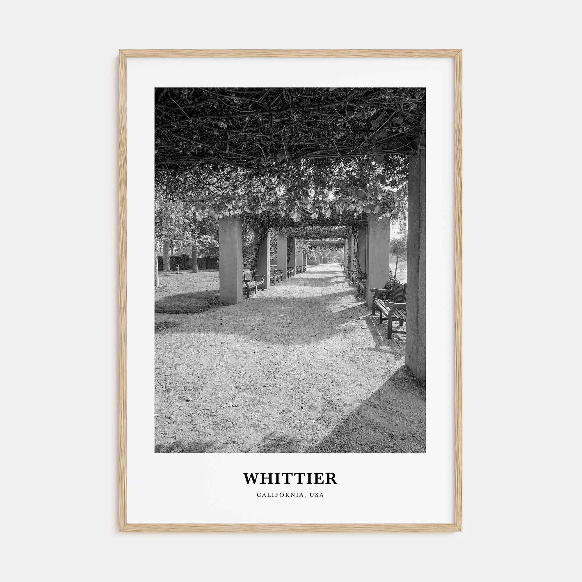 Whittier, California Portrait B&W Poster