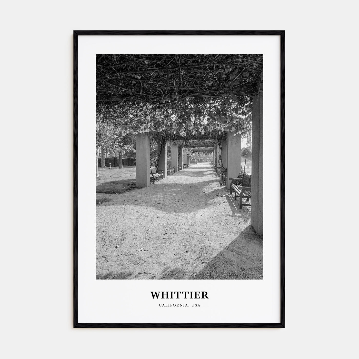 Whittier, California Portrait B&W Poster