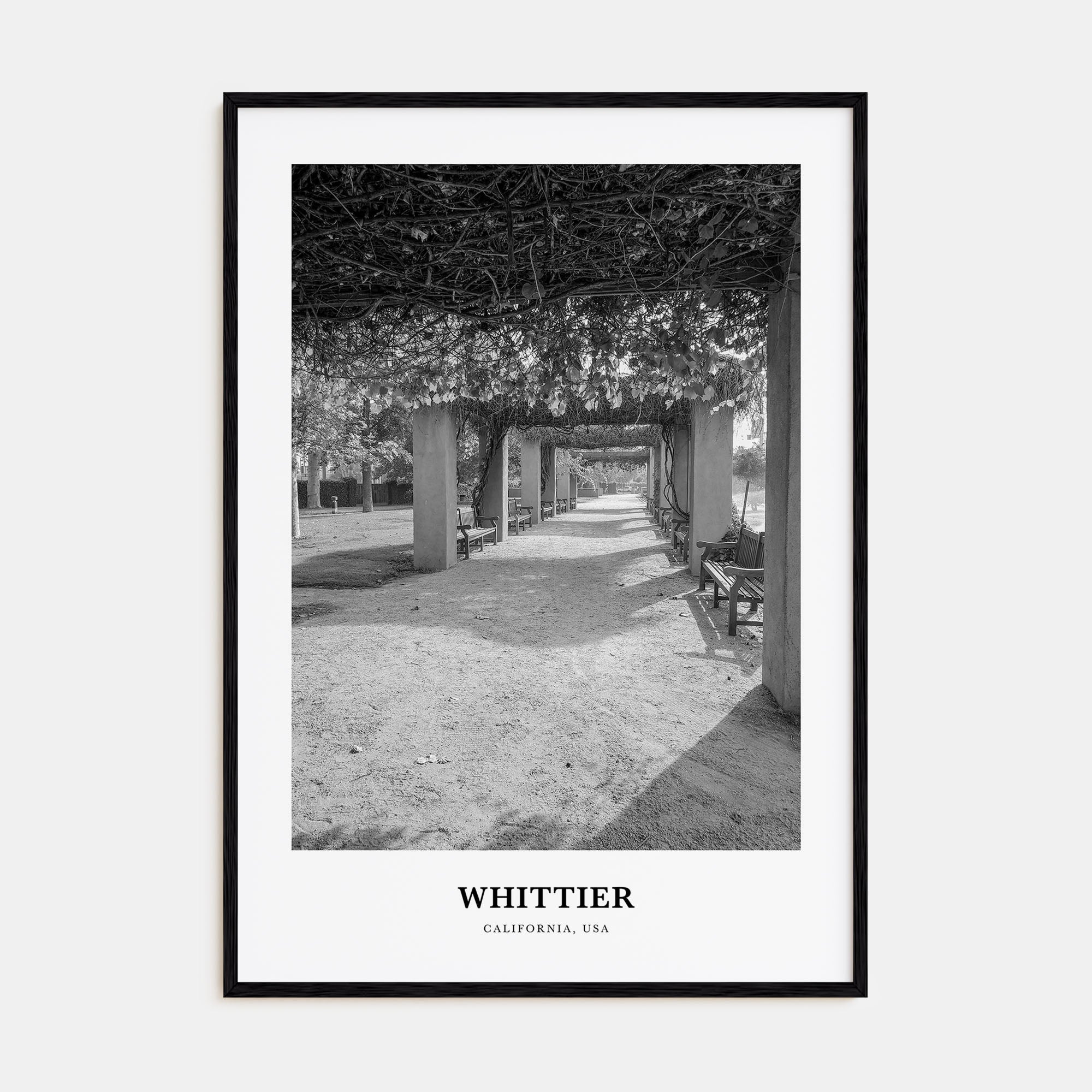 Whittier, California Portrait B&W Poster