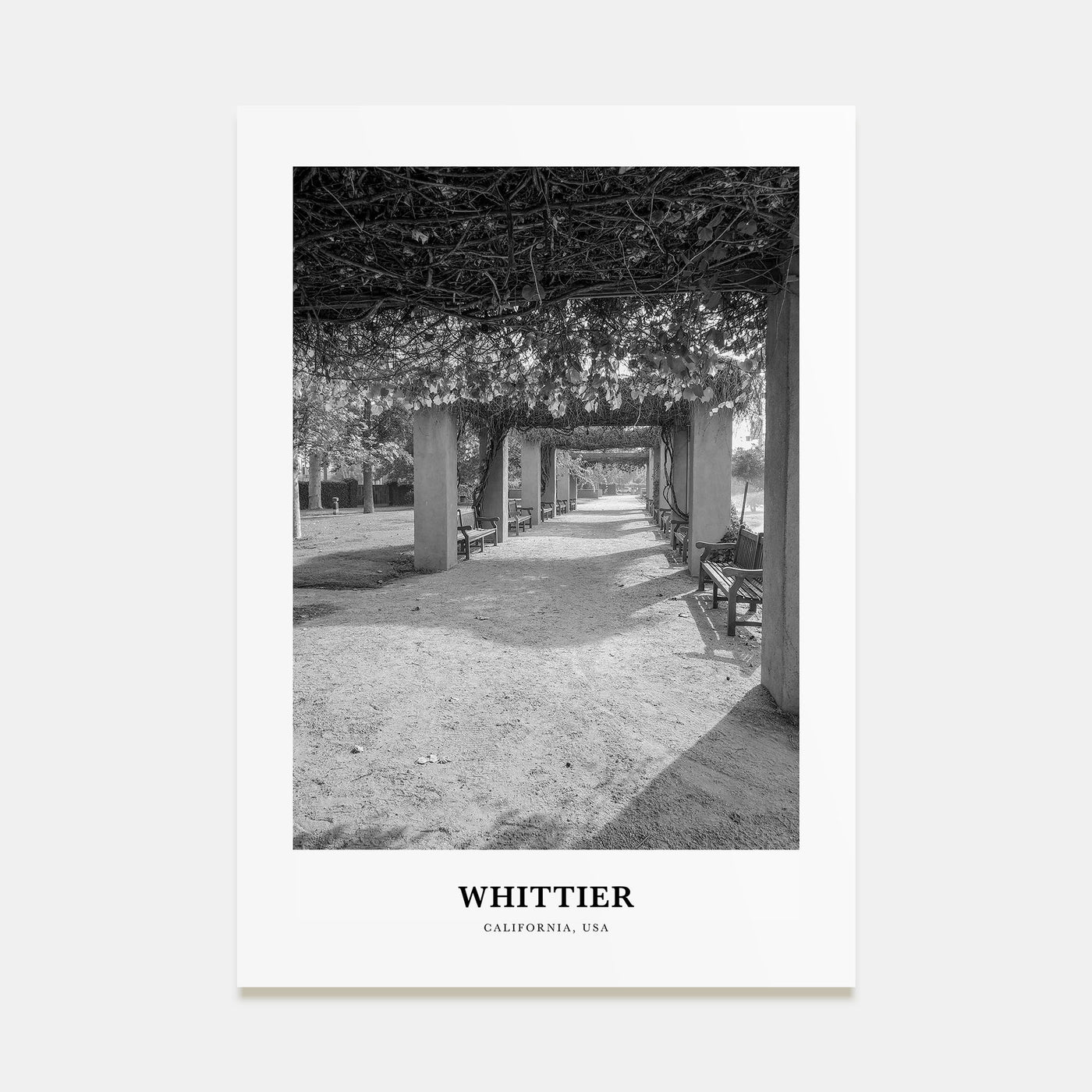 Whittier, California Portrait B&W Poster