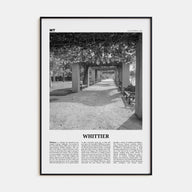 Whittier, California Travel B&W Poster