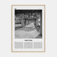 Whittier, California Travel B&W Poster