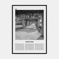 Whittier, California Travel B&W Poster