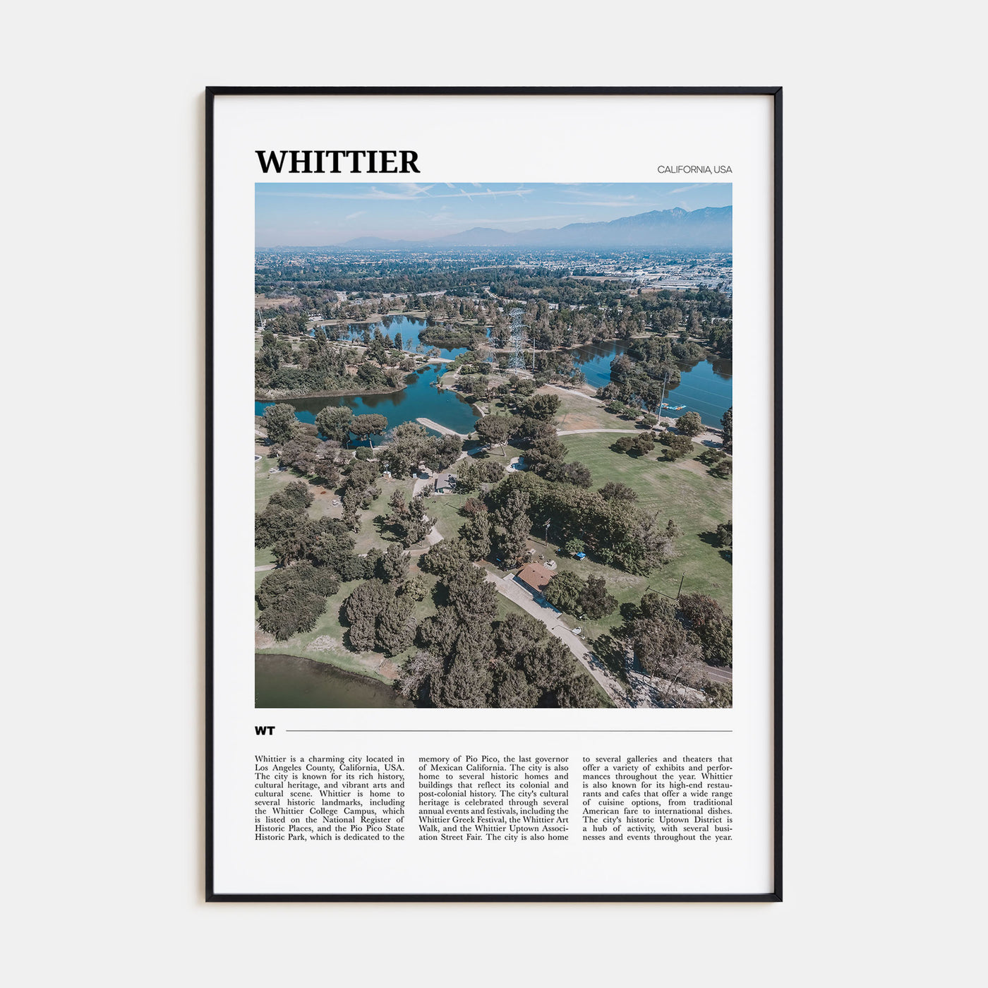 Whittier, California Travel Color Poster