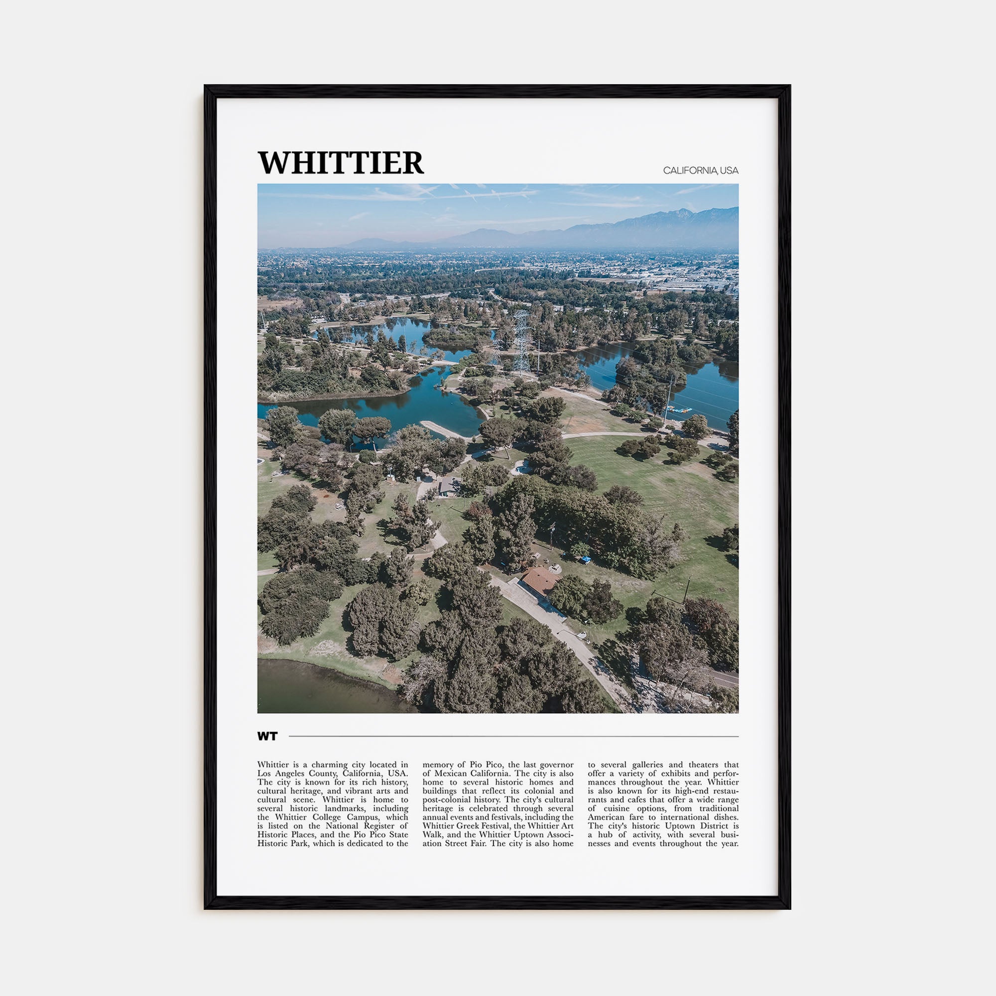 Whittier, California Travel Color Poster