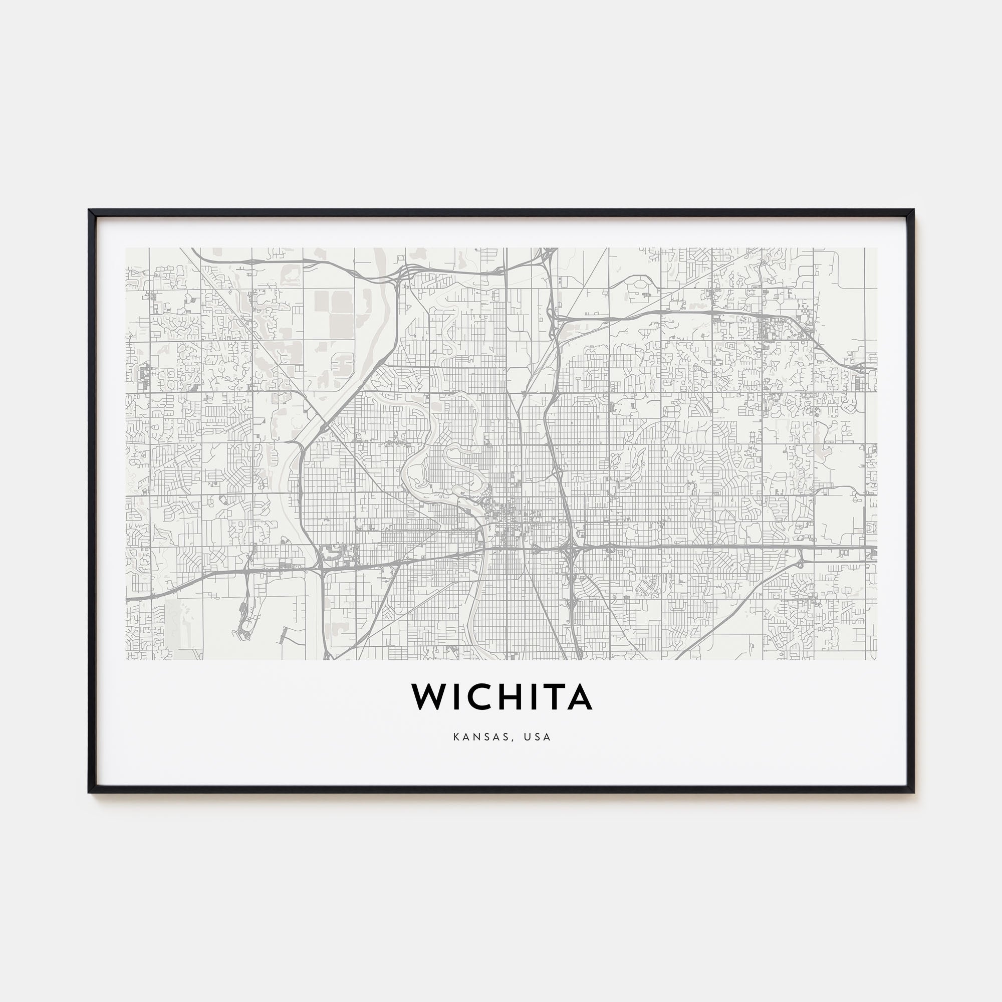 Wichita Map Landscape Poster