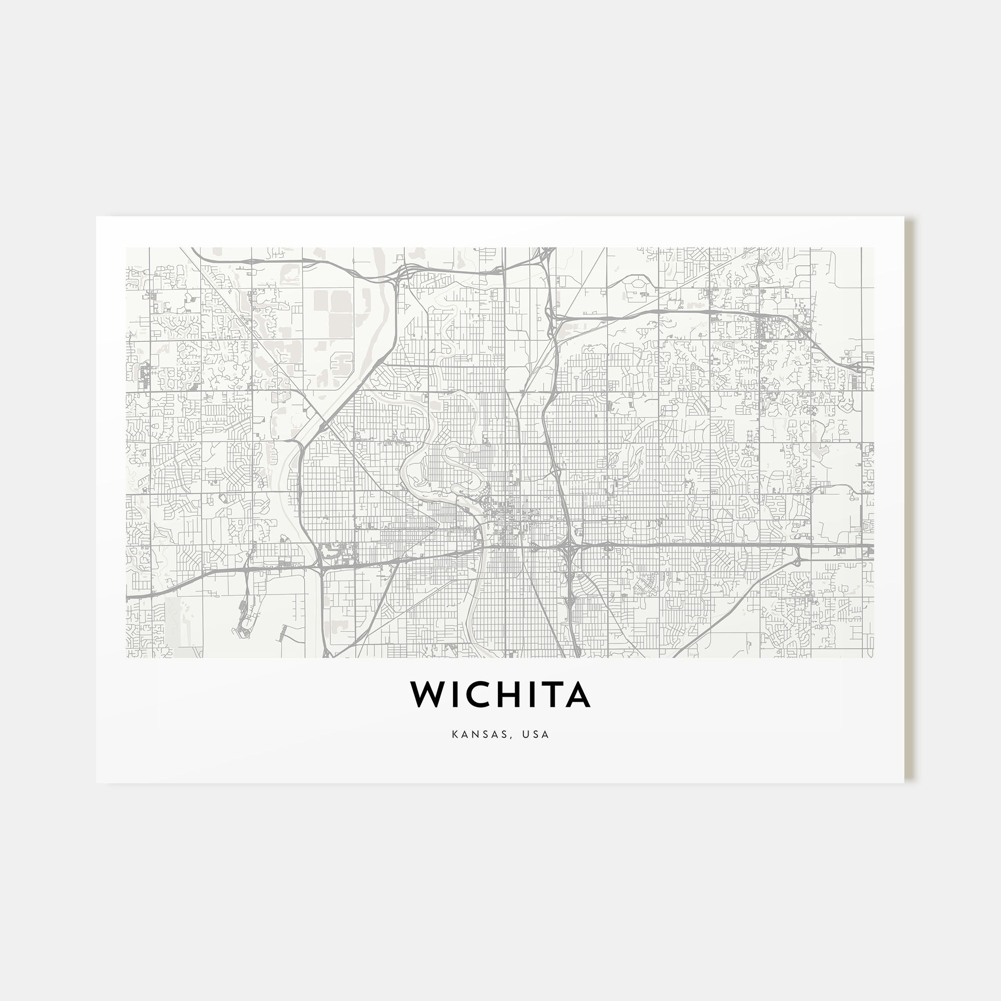 Wichita Map Landscape Poster