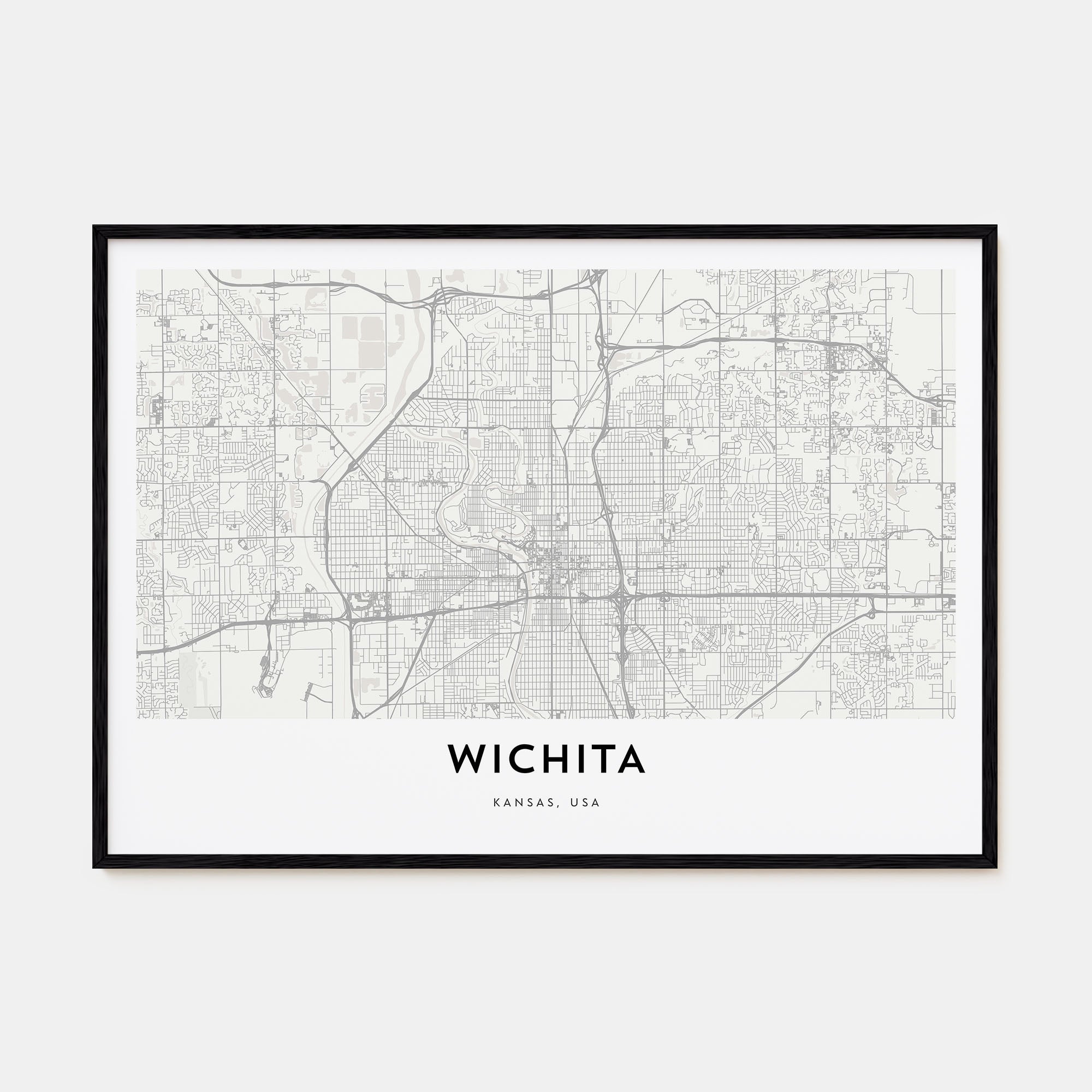 Wichita Map Landscape Poster