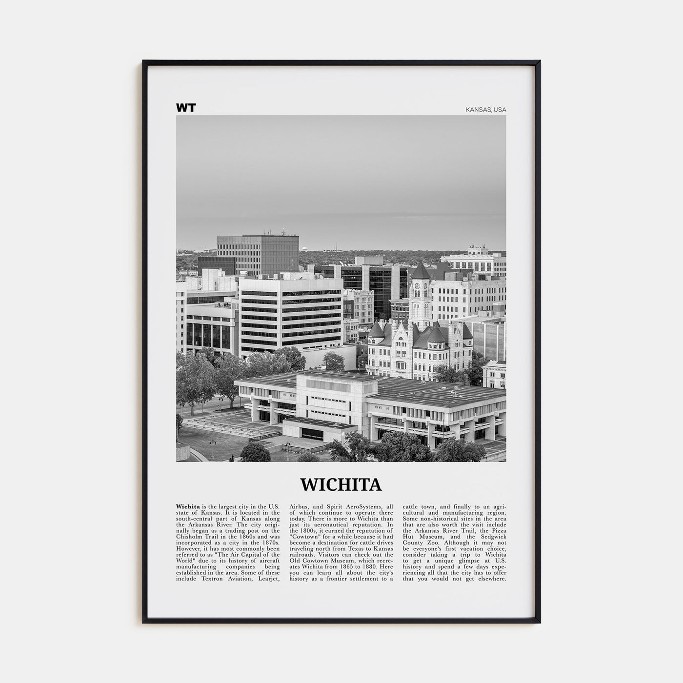 Wichita Travel B&W Poster
