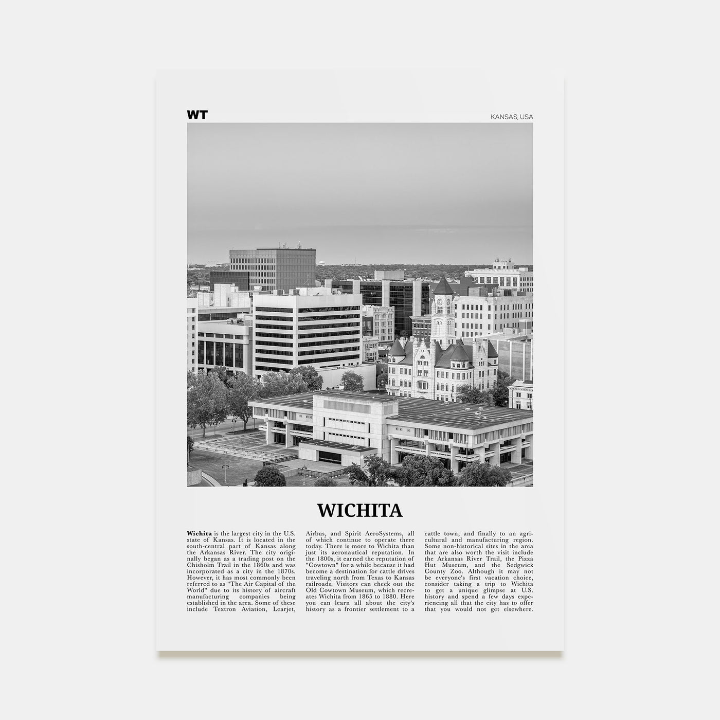 Wichita Travel B&W Poster